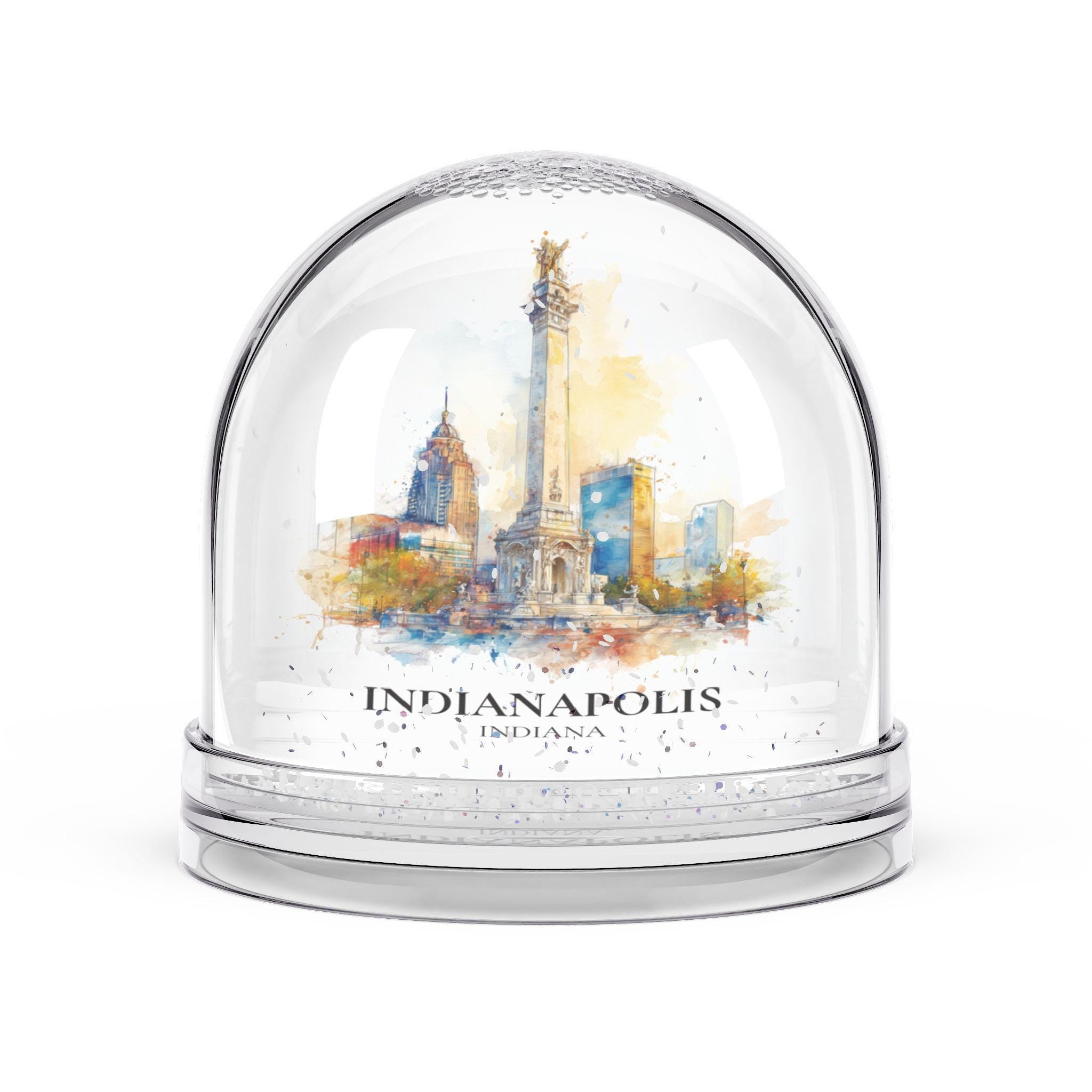 Indianapolis Indiana Snow Globe, Personalized Watercolor, Custom Travel Souvenir Keepsake City Dome