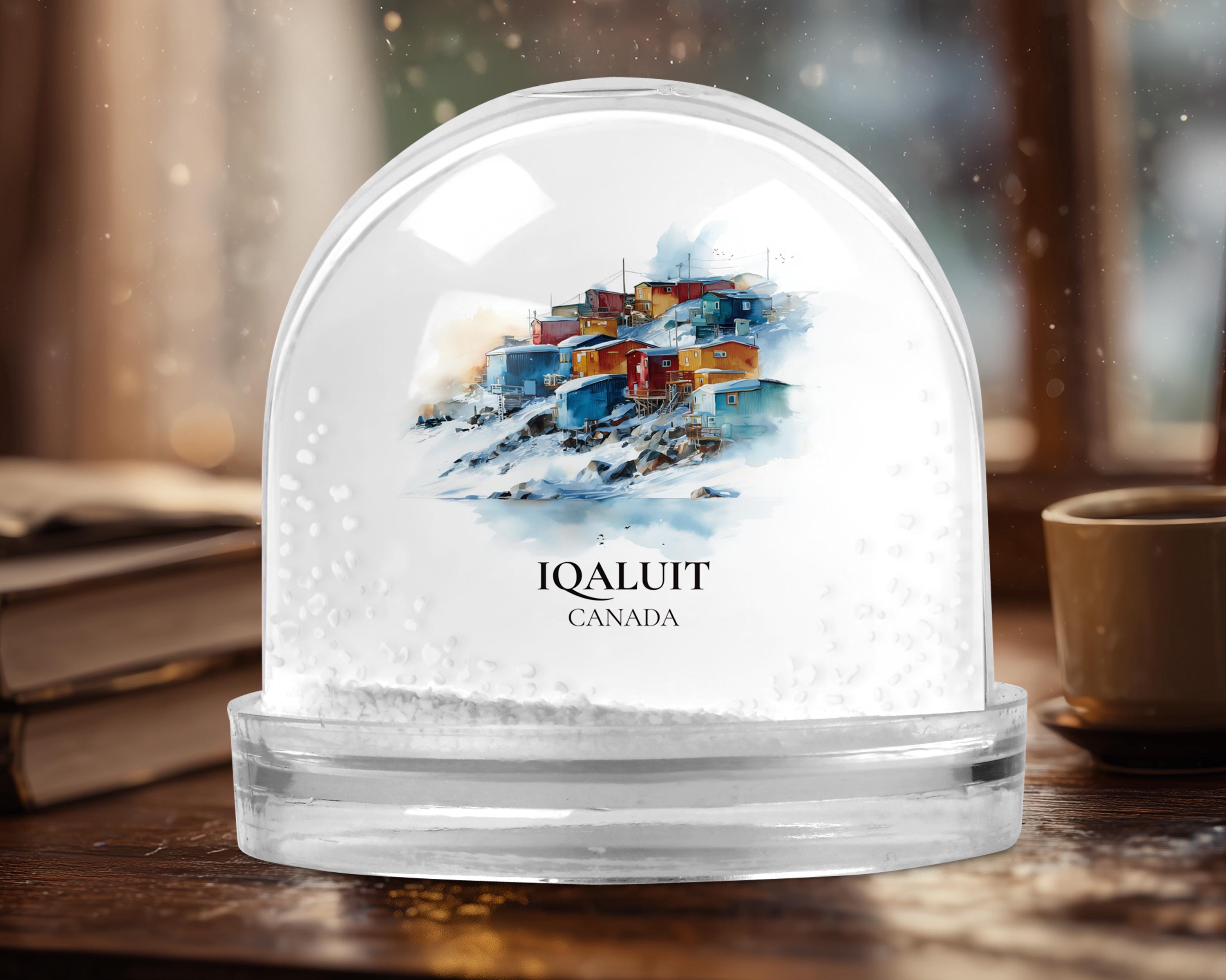 Iqaluit Nunavut Snow Globe, Personalized Watercolor, Custom Travel Souvenir Keepsake City Dome