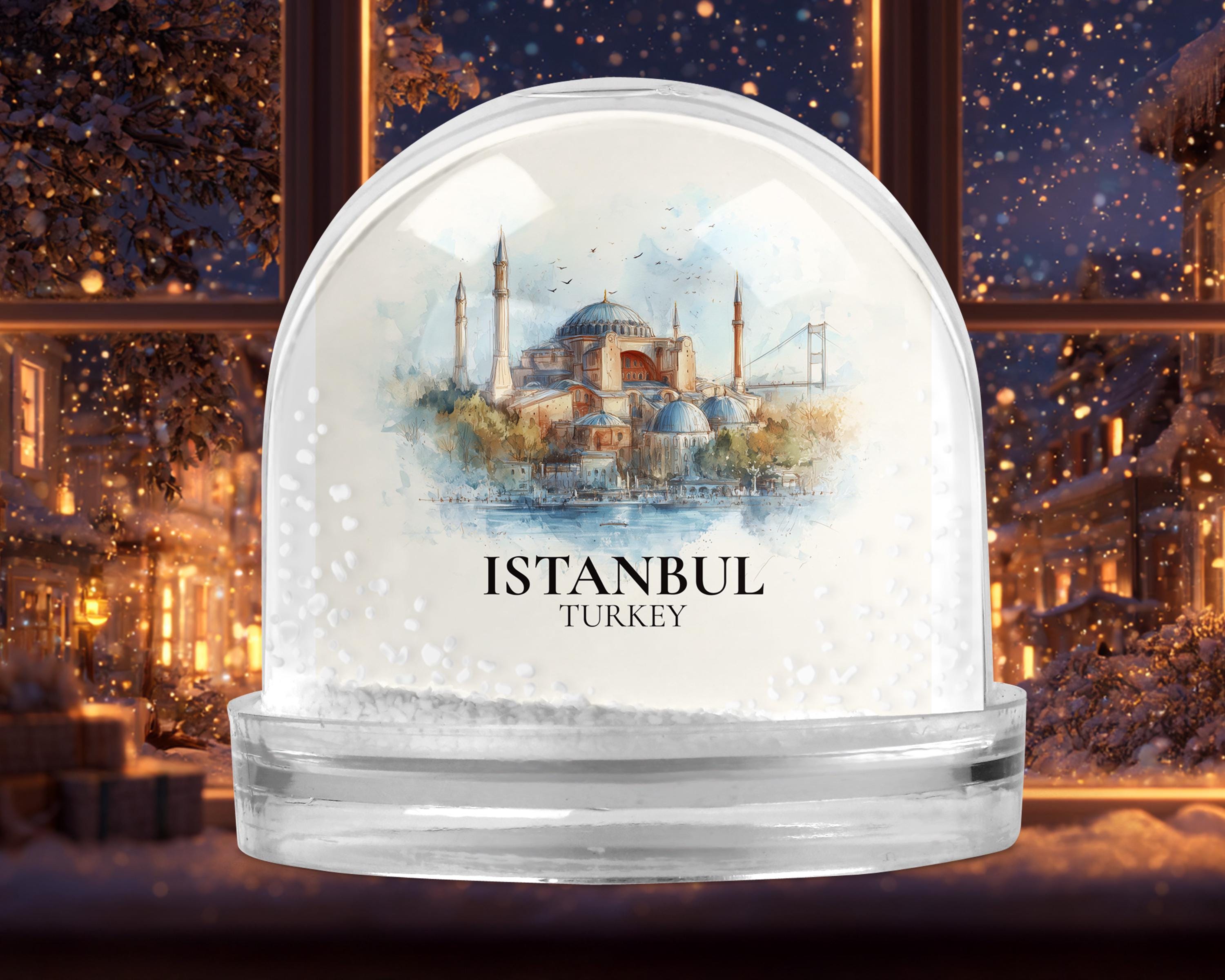 Istanbul Snow Globe, Turkey Personalized Watercolor, Custom Travel Souvenir Keepsake City Dome