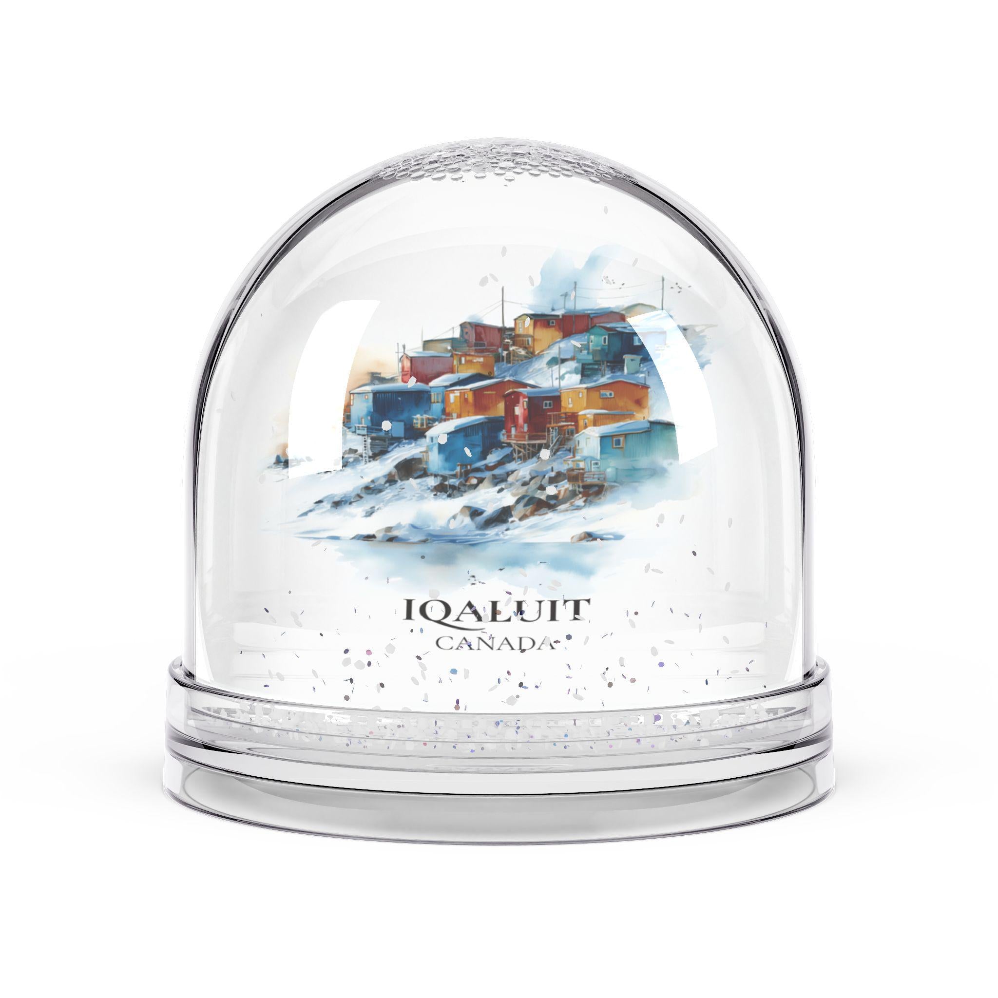 Iqaluit Nunavut Snow Globe, Personalized Watercolor, Custom Travel Souvenir Keepsake City Dome