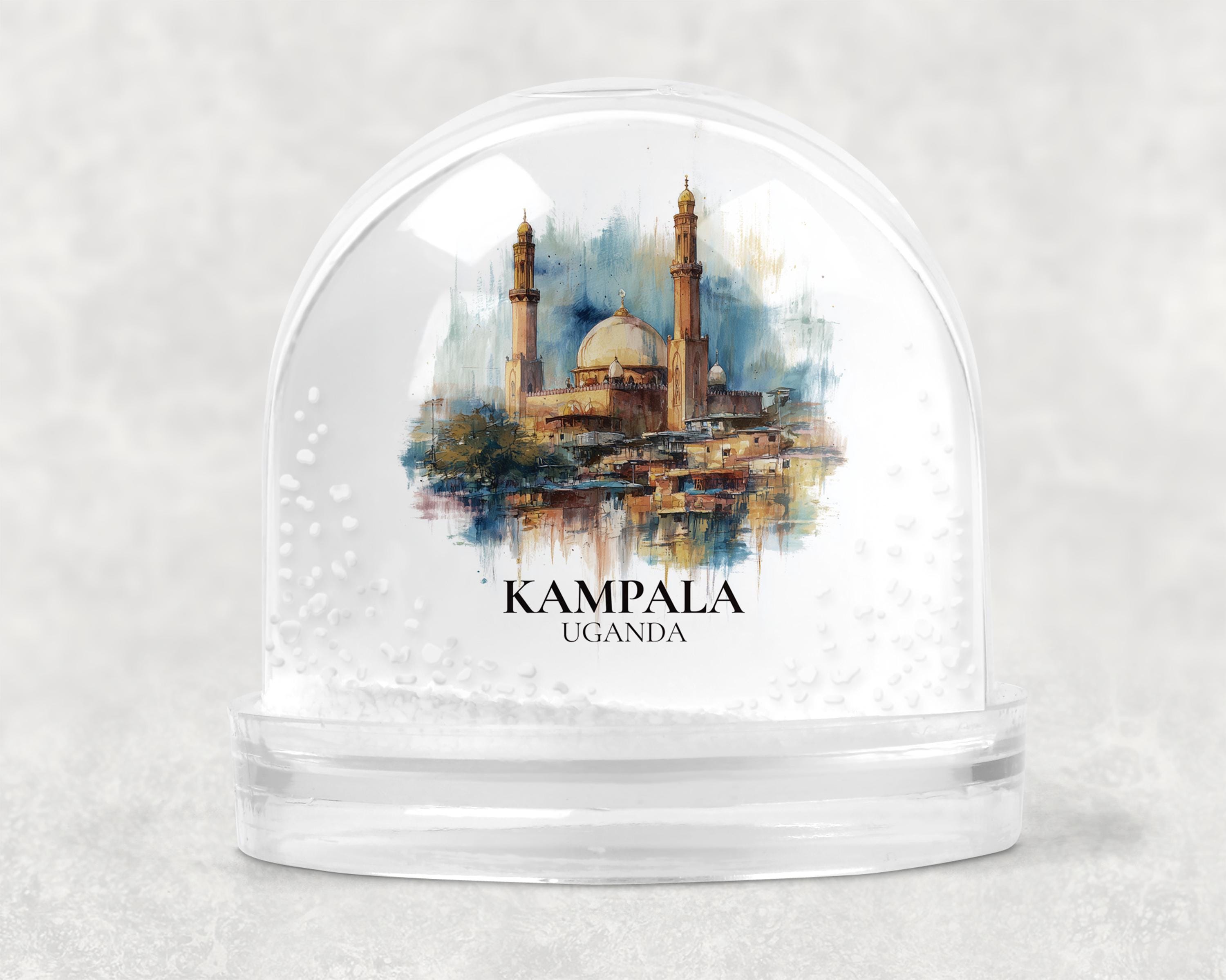 Kampala Uganda Snow Globe, Personalized Watercolor, Custom Travel Souvenir Keepsake City Dome
