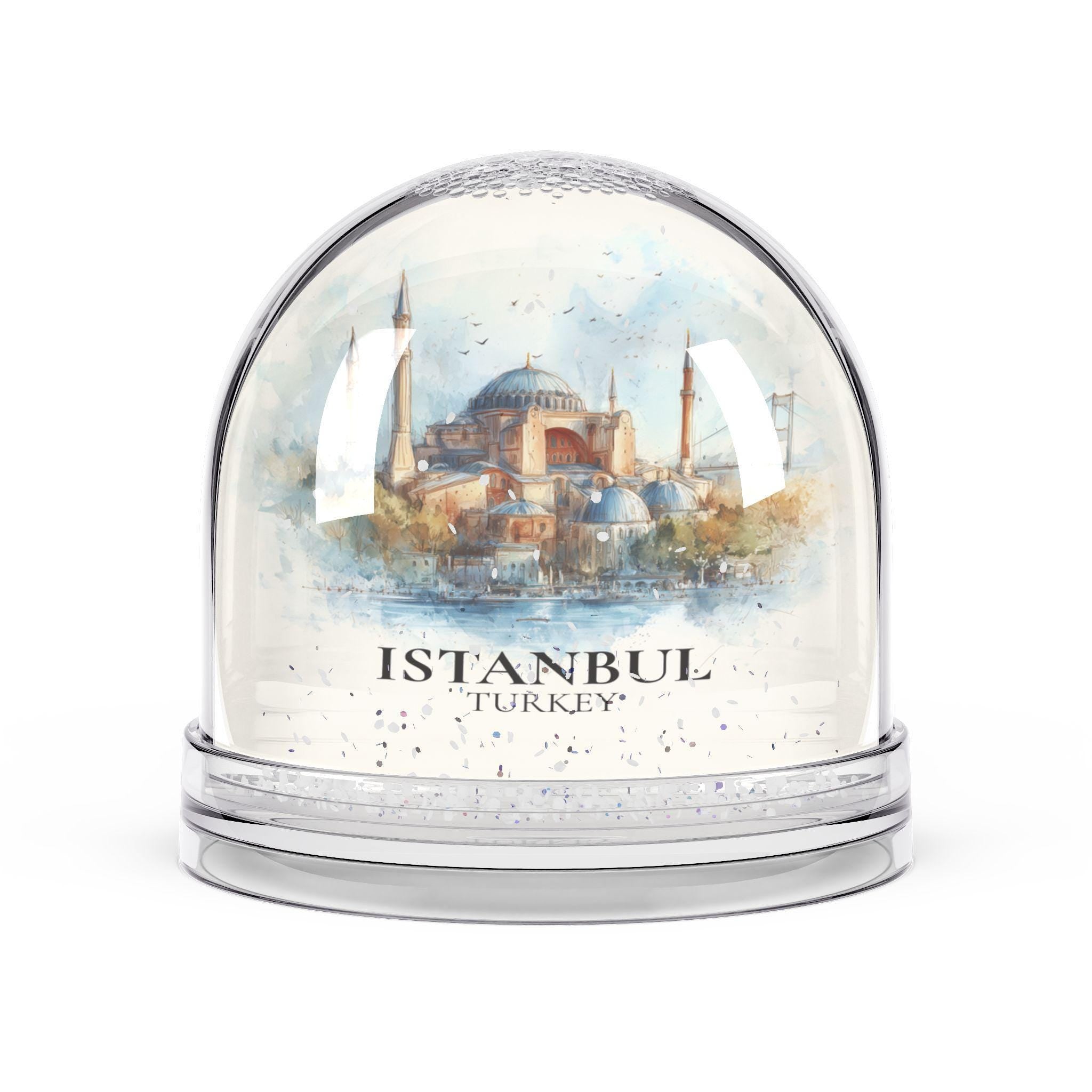 Istanbul Snow Globe, Turkey Personalized Watercolor, Custom Travel Souvenir Keepsake City Dome