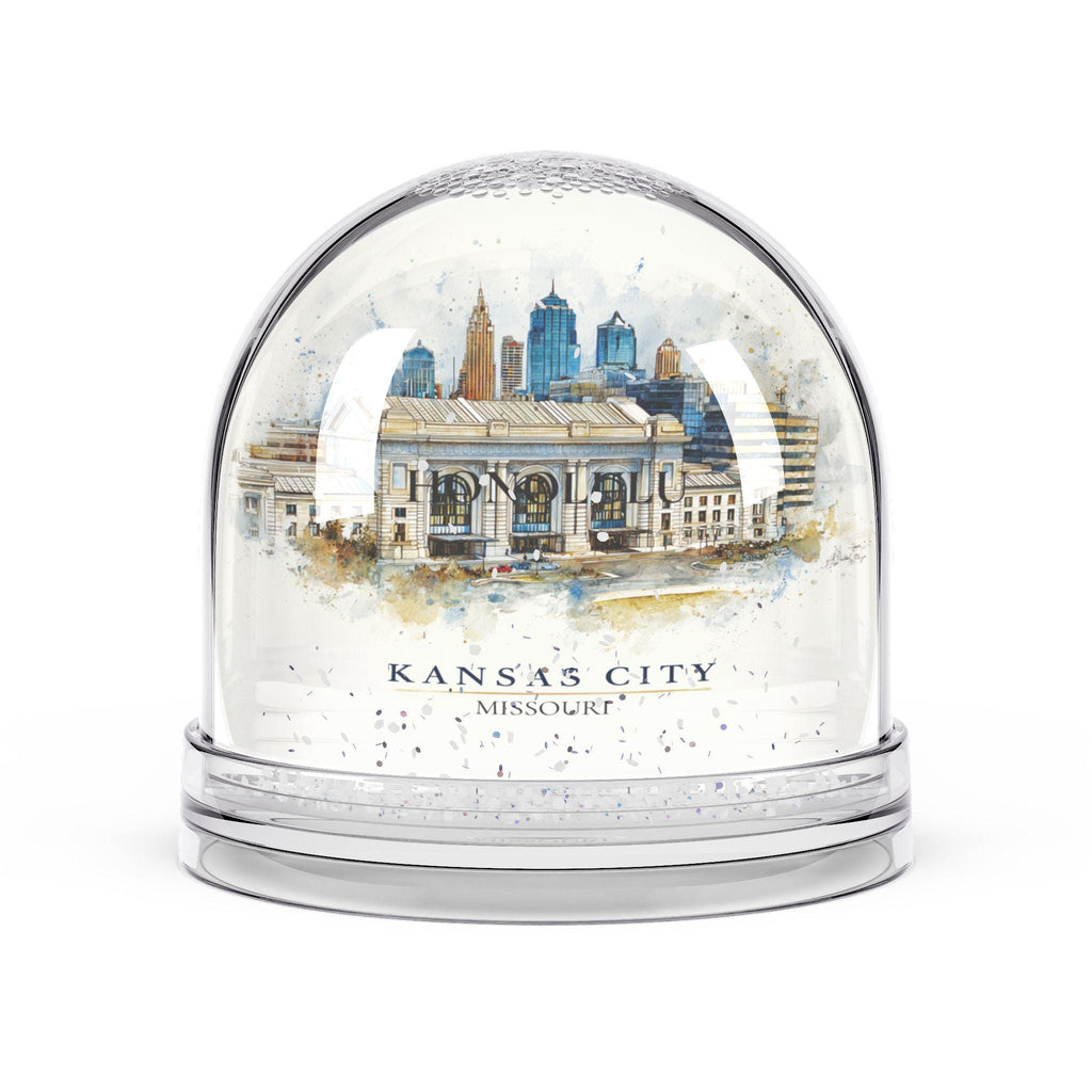 Kansas City Missouri Snow Globe, Personalized Watercolor, Custom Travel Souvenir Keepsake City Dome