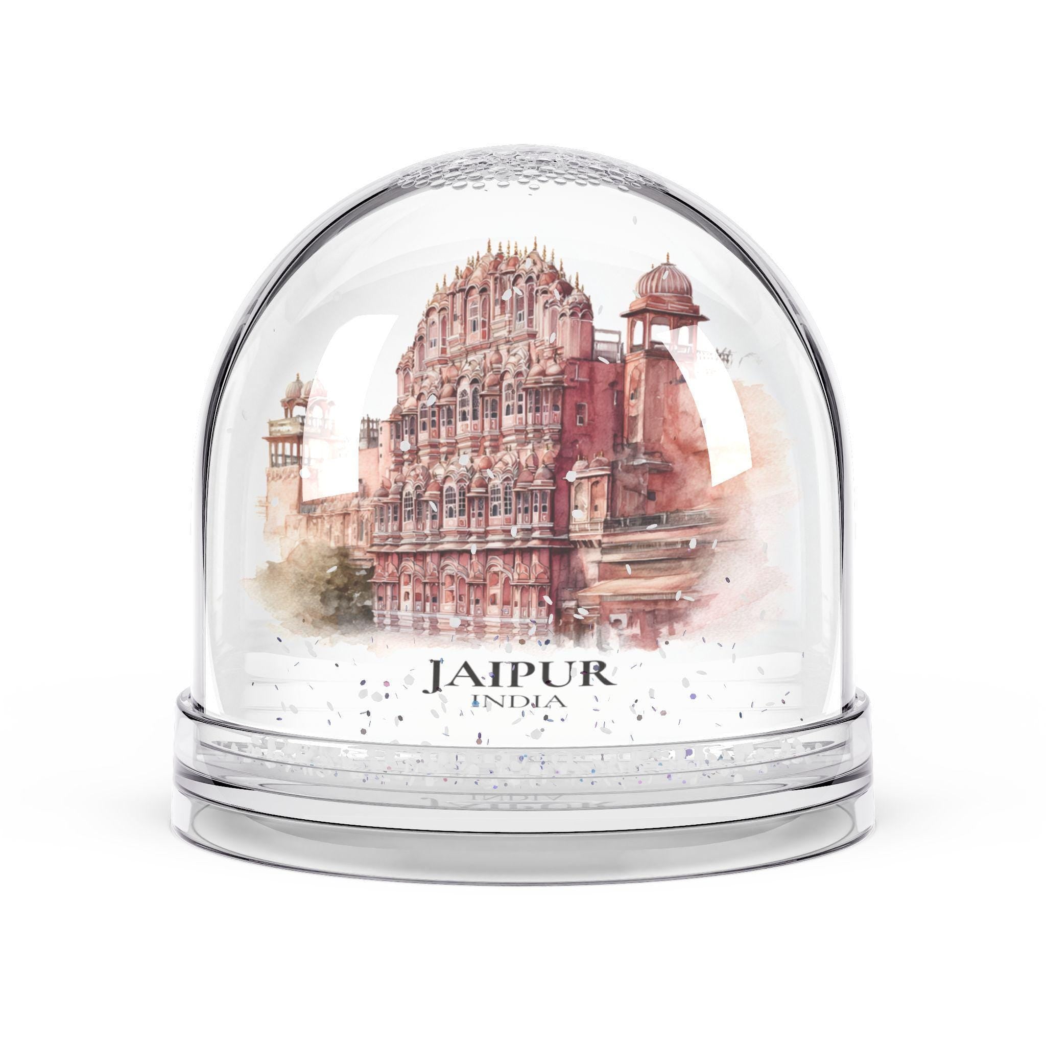 Jaipur India Snow Globe, Personalized Watercolor, Custom Travel Souvenir Keepsake City Dome