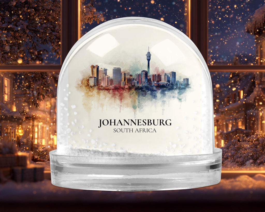 Johannesburg South Africa Snow Globe, Personalized Watercolor, Custom Travel Souvenir Keepsake City Dome