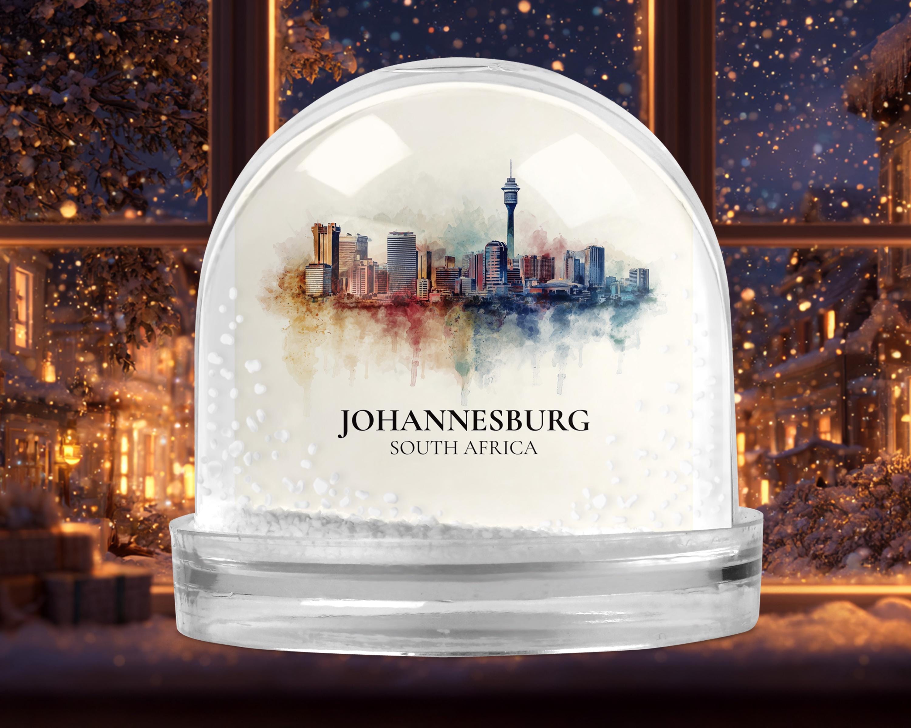 Johannesburg South Africa Snow Globe, Personalized Watercolor, Custom Travel Souvenir Keepsake City Dome