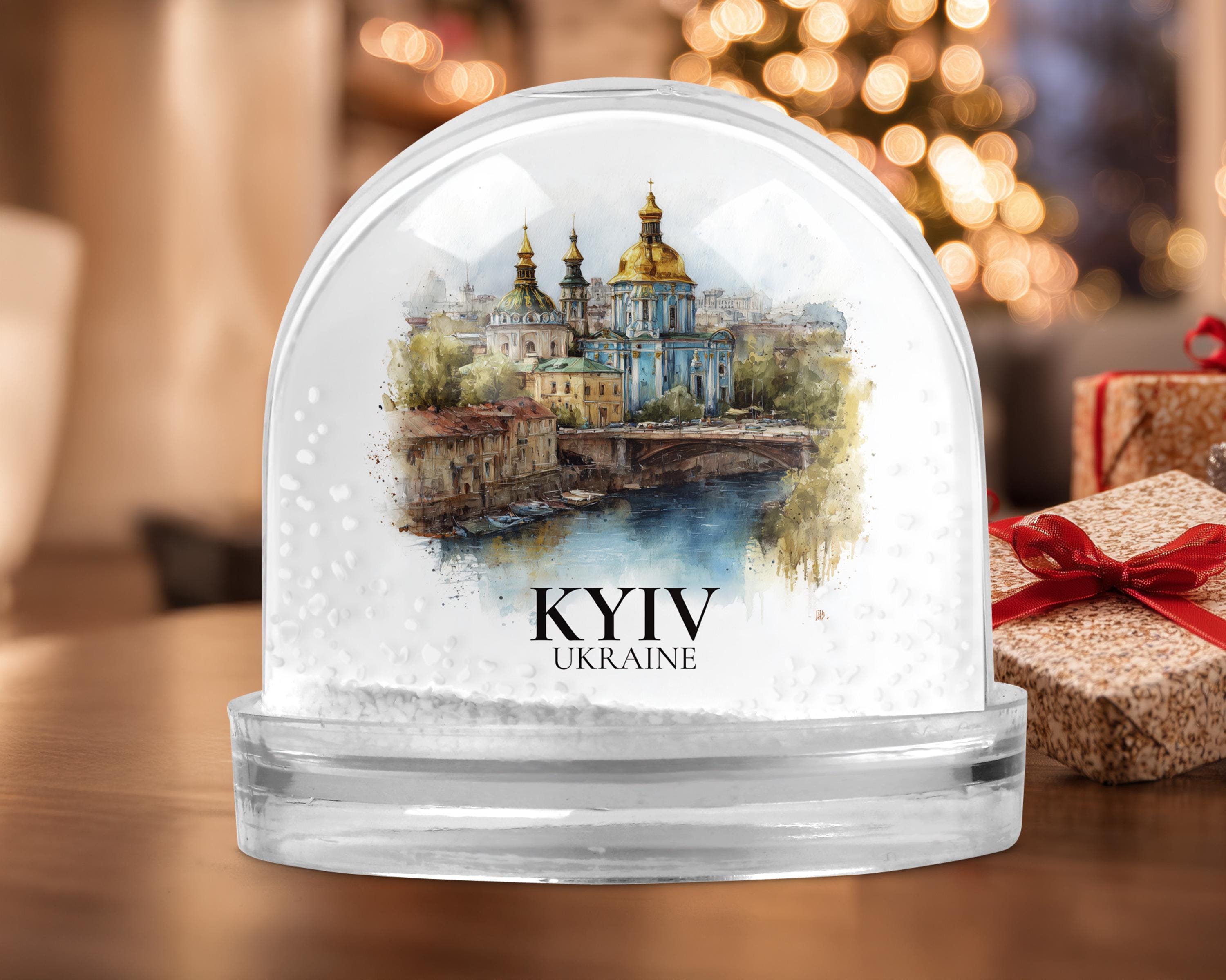 Kyiv Ukraine Snow Globe, Personalized Watercolor, Custom Travel Souvenir Keepsake City Dome