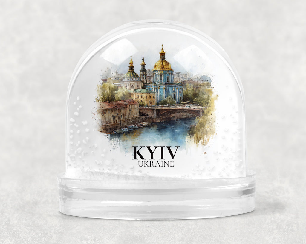 Kyiv Ukraine Snow Globe, Personalized Watercolor, Custom Travel Souvenir Keepsake City Dome