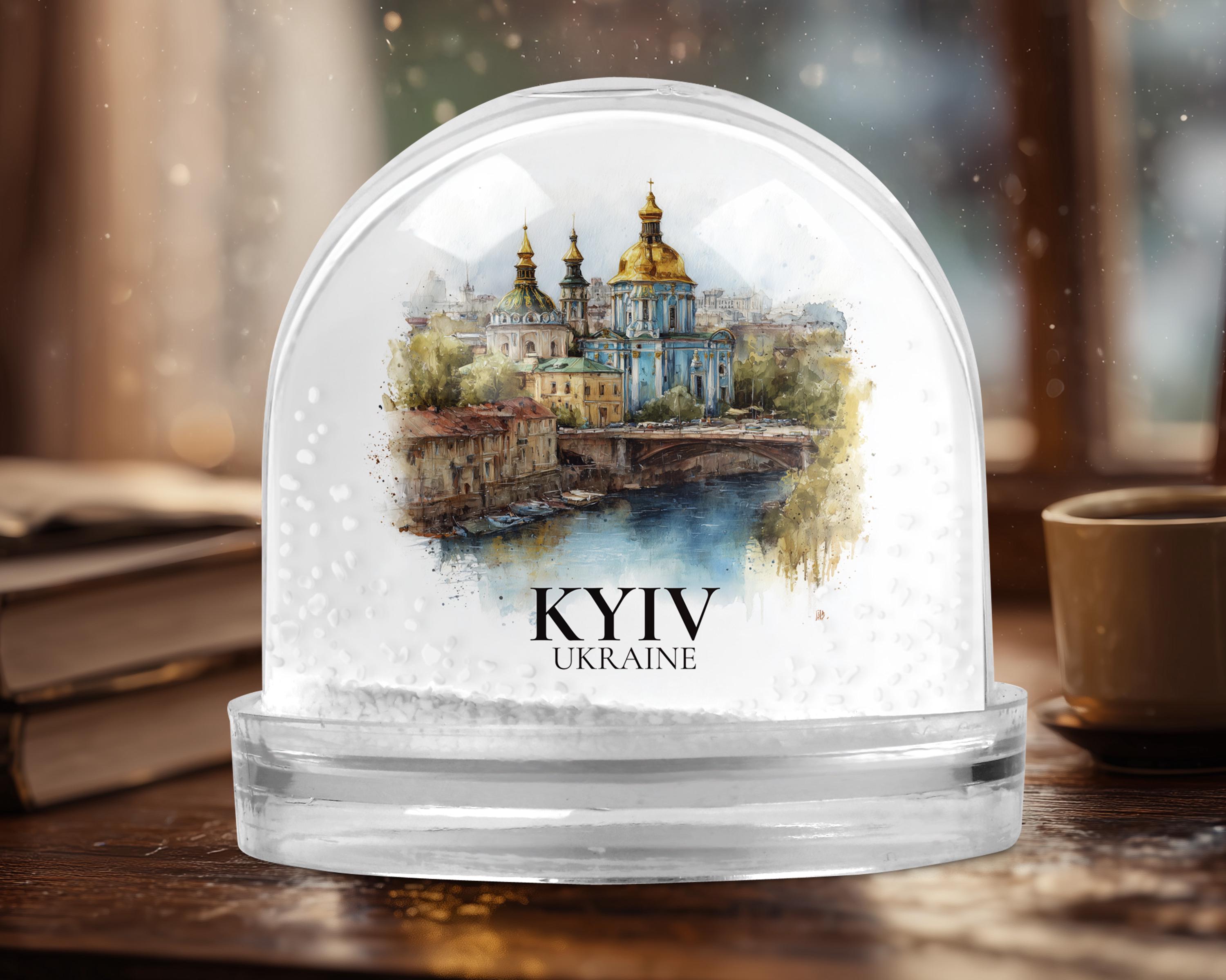 Kyiv Ukraine Snow Globe, Personalized Watercolor, Custom Travel Souvenir Keepsake City Dome