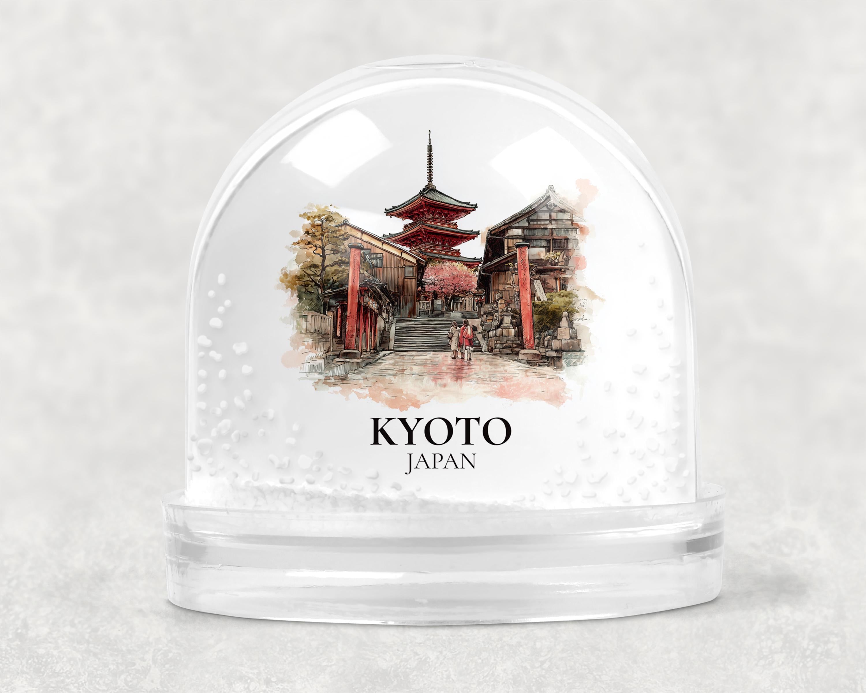 Kyoto Japan Snow Globe, Personalized Watercolor, Custom Travel Souvenir Keepsake City Dome