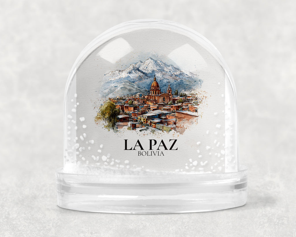 La Paz Bolivia Snow Globe, Personalized Watercolor, Custom Travel Souvenir Keepsake City Dome