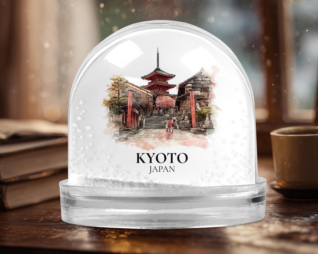 Kyoto Japan Snow Globe, Personalized Watercolor, Custom Travel Souvenir Keepsake City Dome