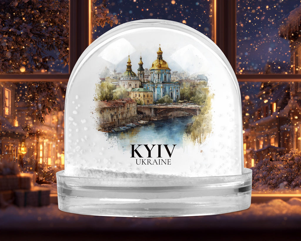Kyiv Ukraine Snow Globe, Personalized Watercolor, Custom Travel Souvenir Keepsake City Dome