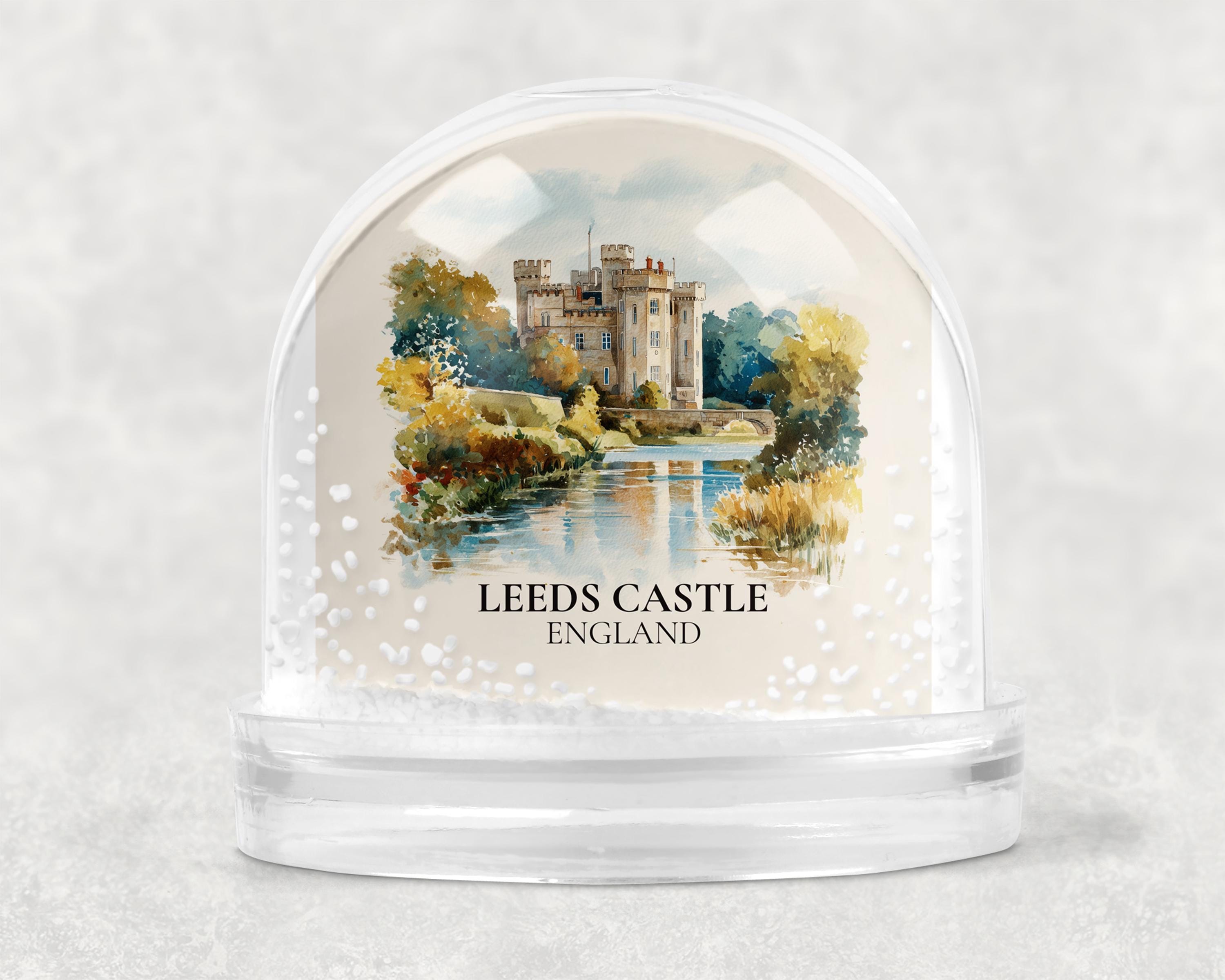 Leeds Castle England Snow Globe, Personalized Watercolor, Custom Travel Souvenir Keepsake City Dome