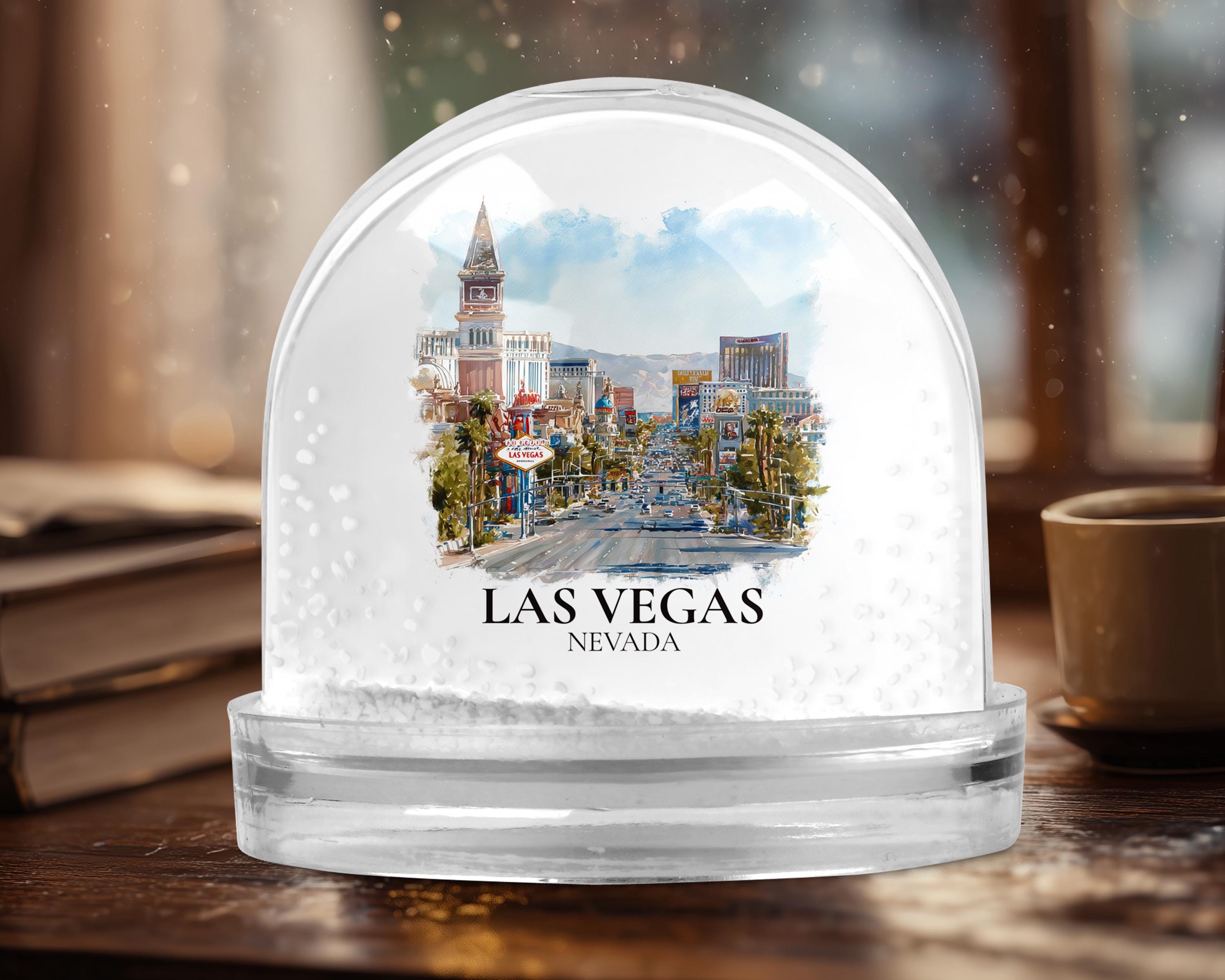Las Vegas Nevada Snow Globe, Personalized Watercolor, Custom Travel Souvenir Keepsake City Dome