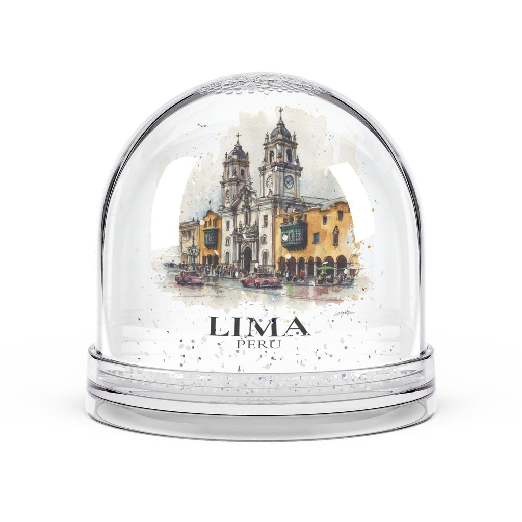 Lima Peru Snow Globe, Personalized Watercolor, Custom Travel Souvenir Keepsake City Dome