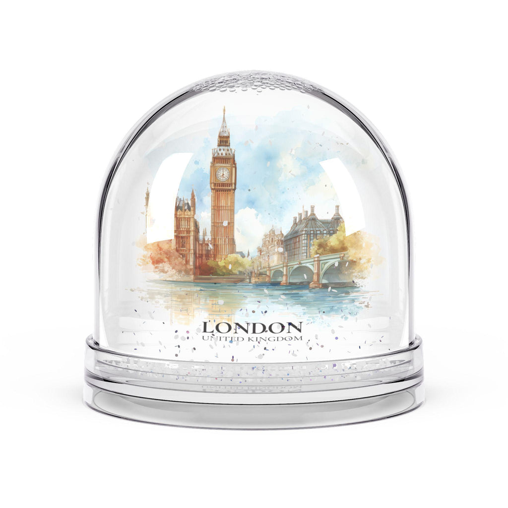 London United Kingdom Snow Globe, Personalized Watercolor, Custom Travel Souvenir Keepsake City Dome