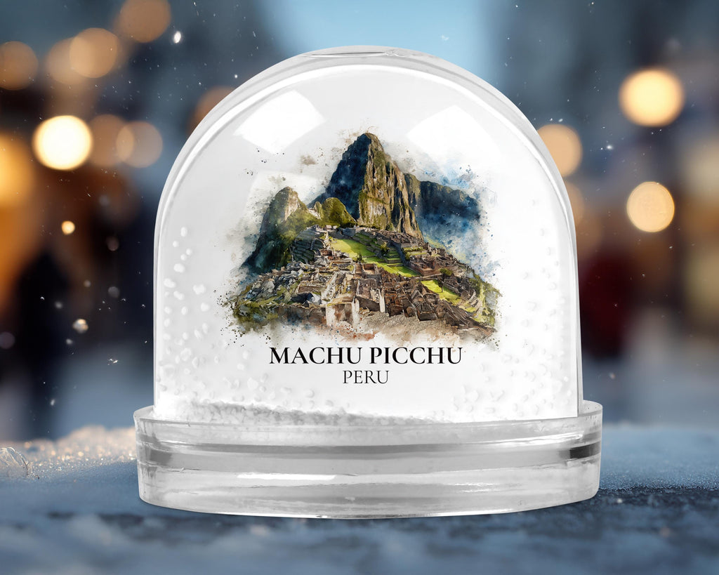 Machu Picchu Peru Snow Globe, Personalized Watercolor, Custom Travel Souvenir Keepsake City Dome