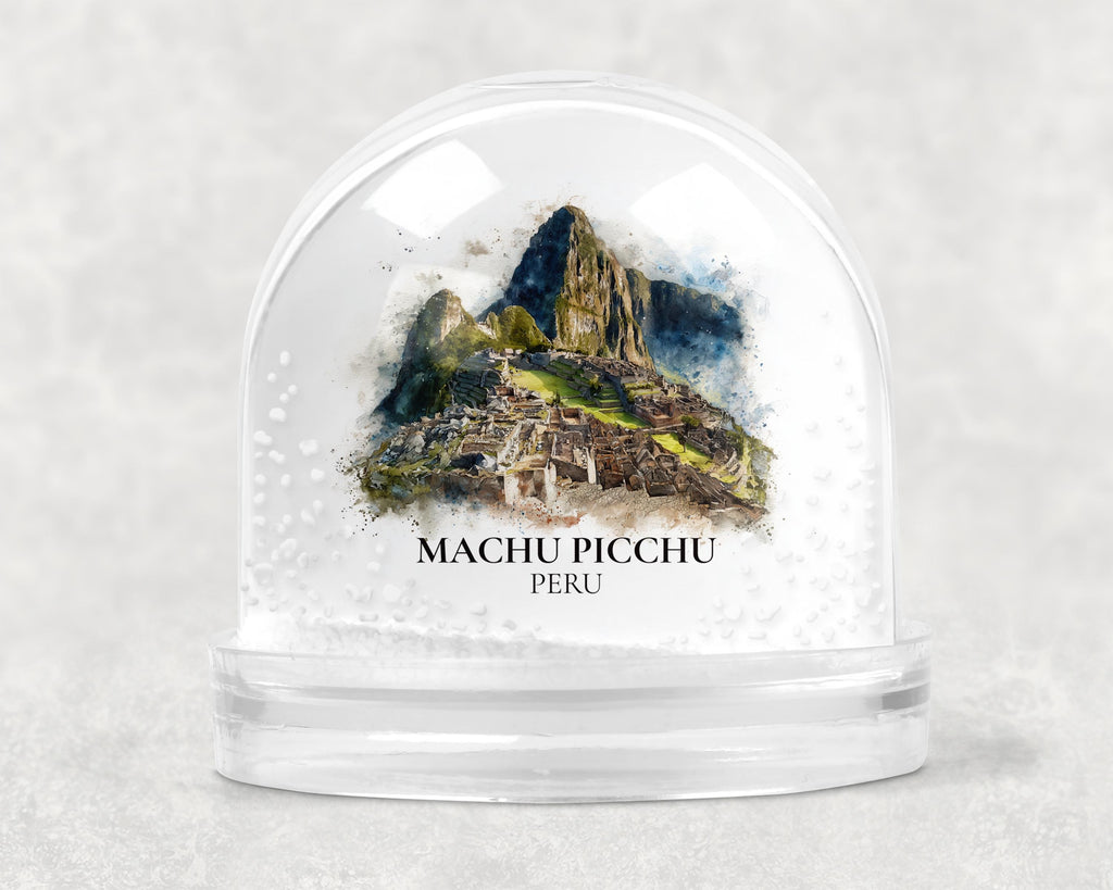 Machu Picchu Peru Snow Globe, Personalized Watercolor, Custom Travel Souvenir Keepsake City Dome