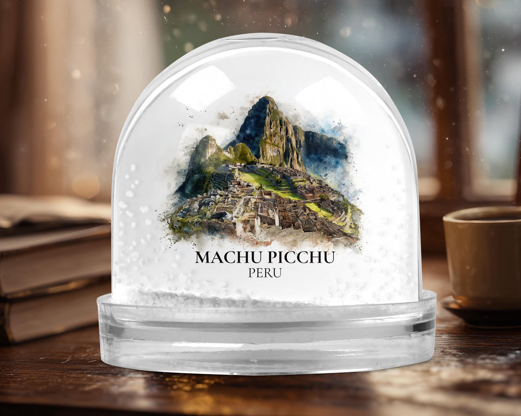 Machu Picchu Peru Snow Globe, Personalized Watercolor, Custom Travel Souvenir Keepsake City Dome