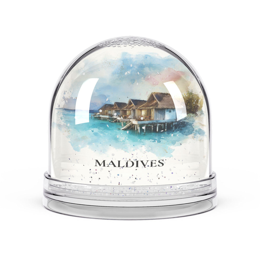Maldives Snow Globe, Custom Watercolor, Personalized Travel Souvenir Keepsake City Dome