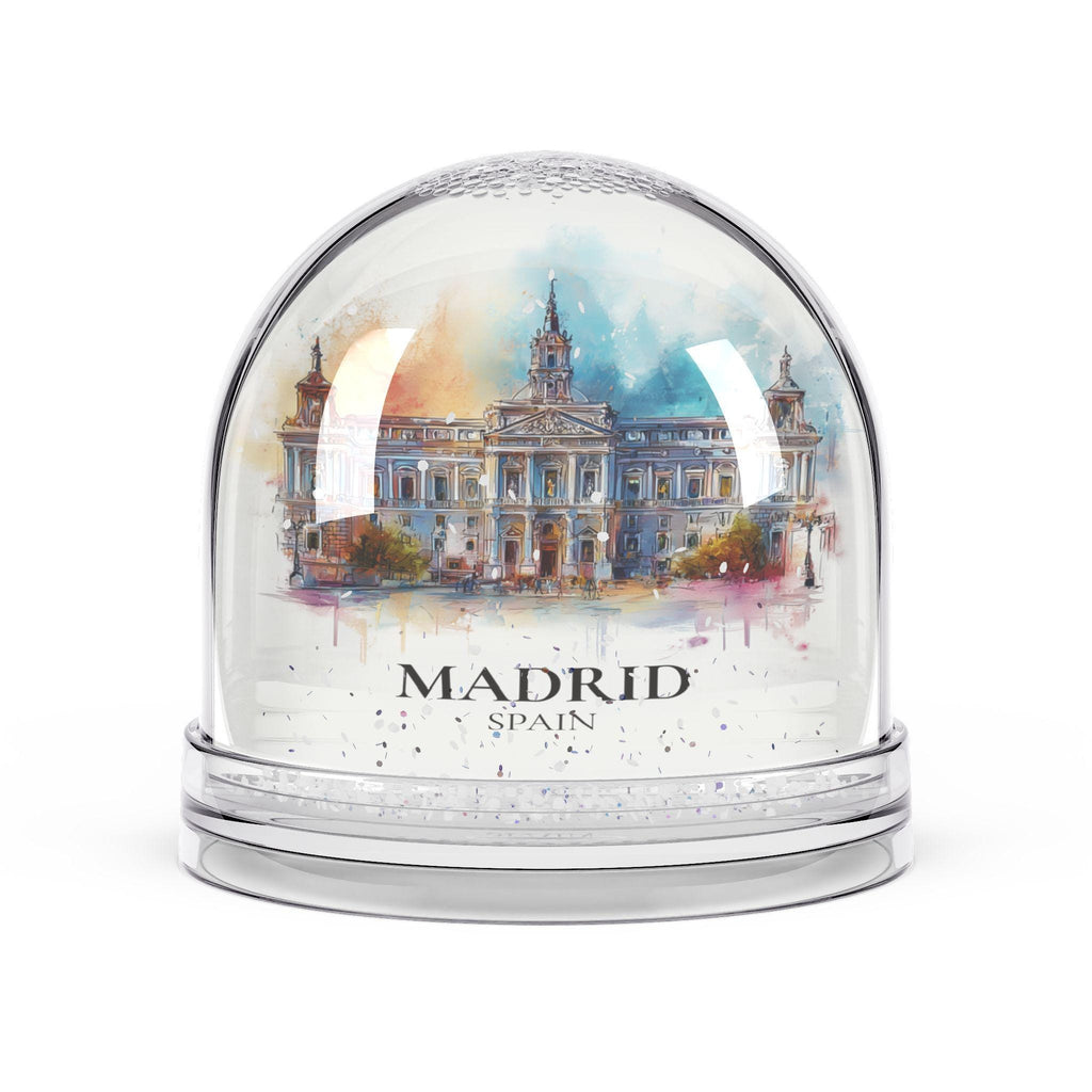 Madrid Spain Snow Globe, Personalized Watercolor, Custom Travel Souvenir Keepsake City Dome