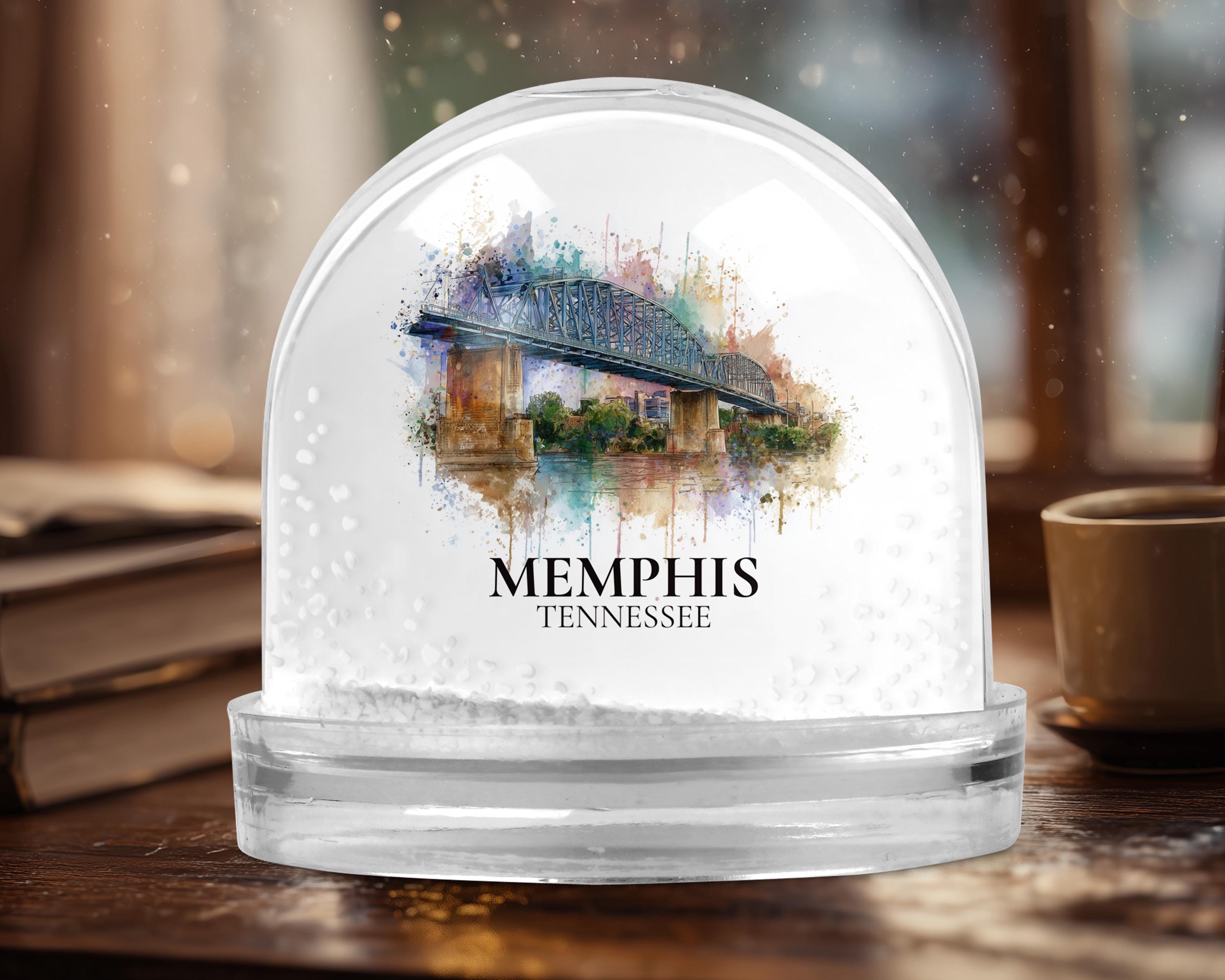 Memphis Tennessee Snow Globe, Personalized Watercolor, Custom Travel Souvenir Keepsake City Dome