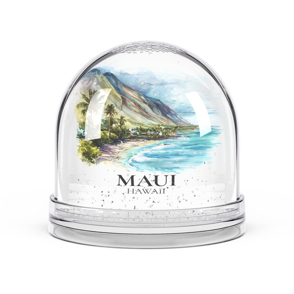 Maui Hawaii Snow Globe, Personalized Watercolor, Custom Travel Souvenir Keepsake City Dome