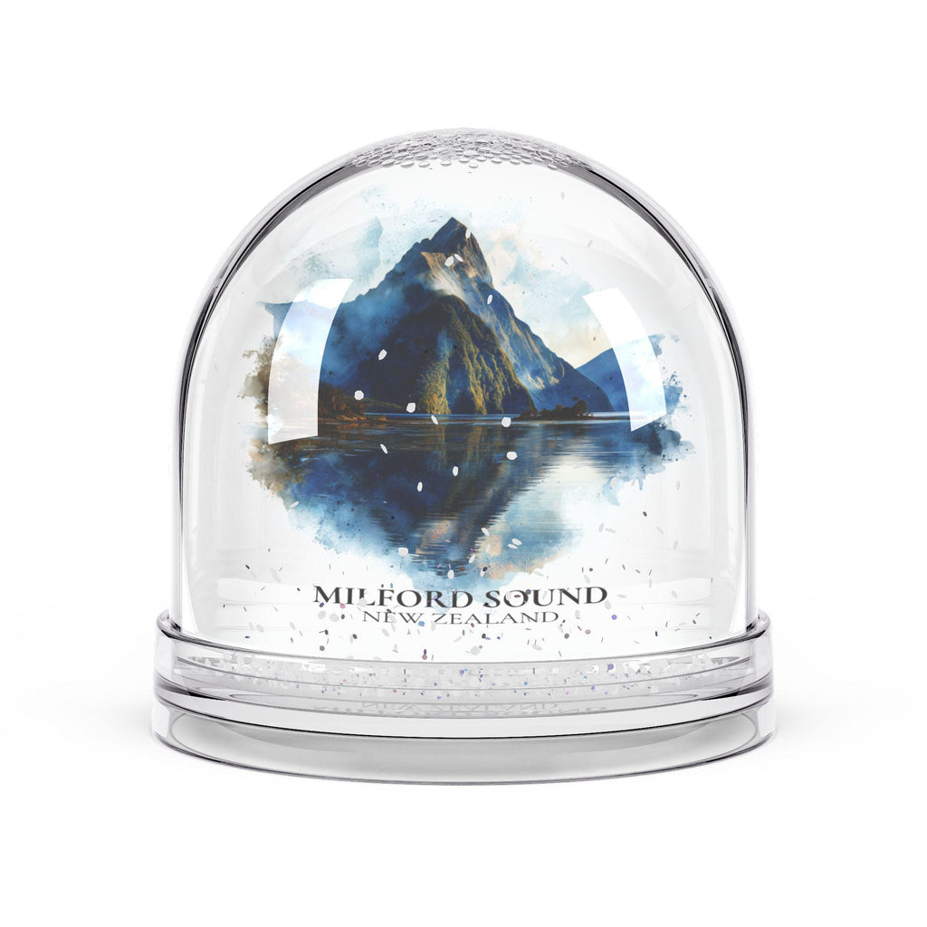 Milford Sound New Zealand Snow Globe, Personalized Watercolor, Custom Travel Souvenir Keepsake City Dome