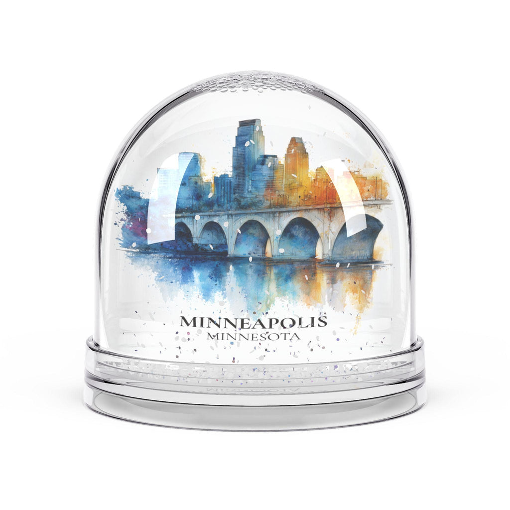 Minneapolis Minnesota Snow Globe, Personalized Watercolor, Custom Travel Souvenir Keepsake City Dome