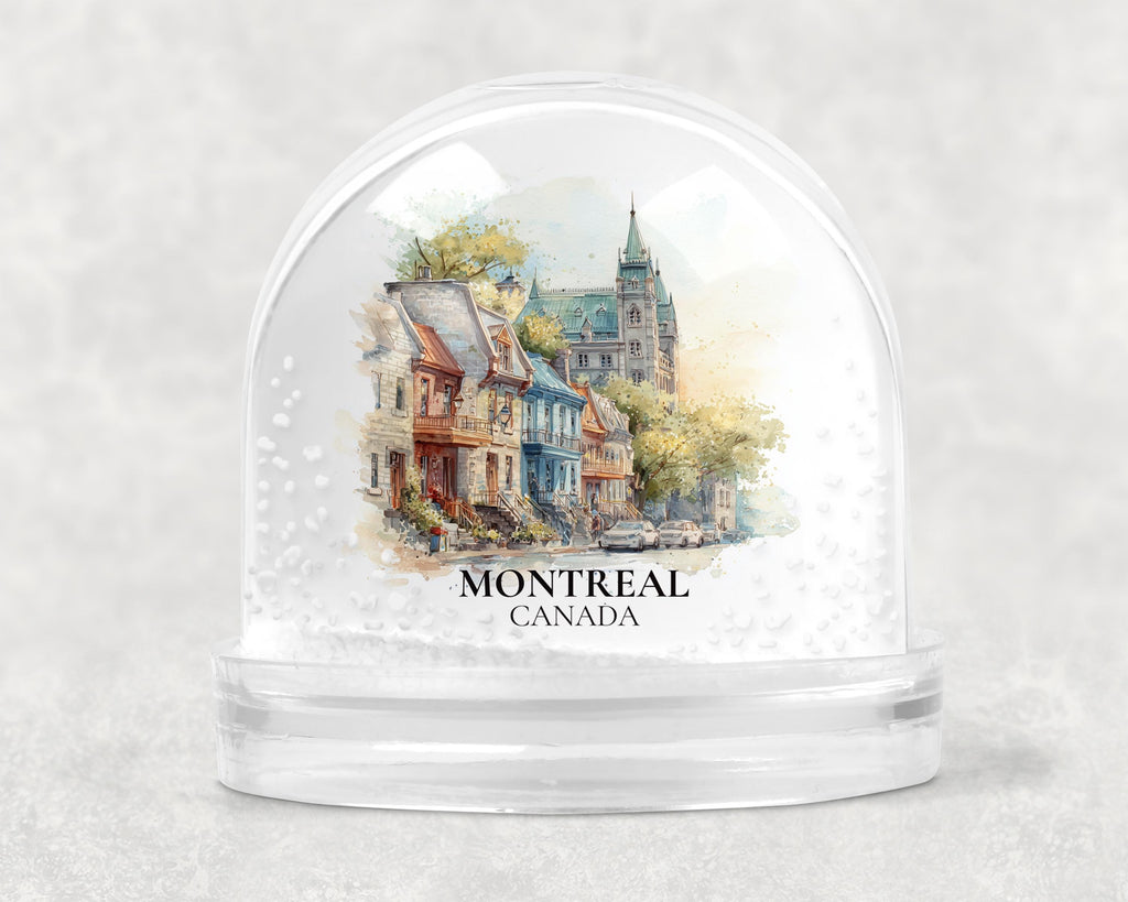 Montreal Quebec Snow Globe, Personalized Watercolor, Custom Travel Souvenir Keepsake City Dome