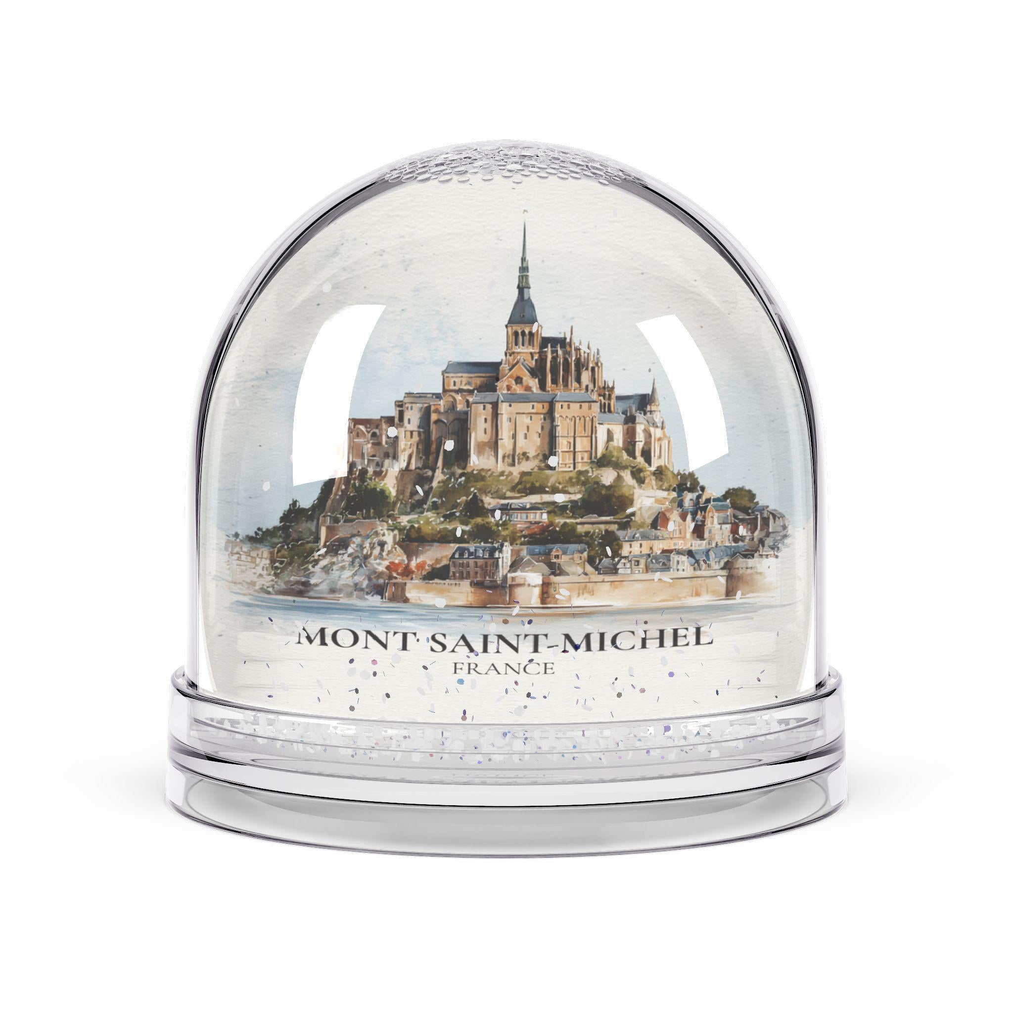 Mont Saint-Michel France Snow Globe, Personalized Watercolor, Custom Travel Souvenir Keepsake City Dome