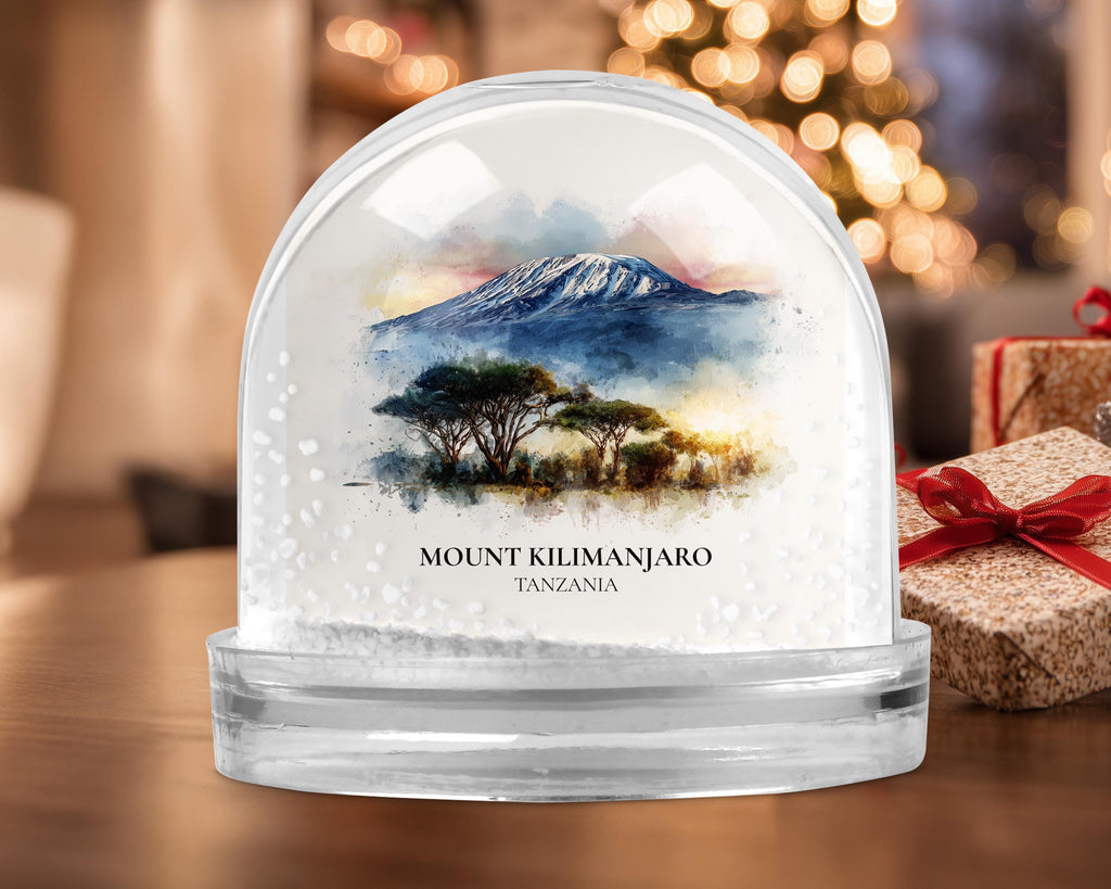 Mount Kilimanjaro Tanzania Snow Globe, Personalized Watercolor, Custom Travel Souvenir Keepsake City Dome