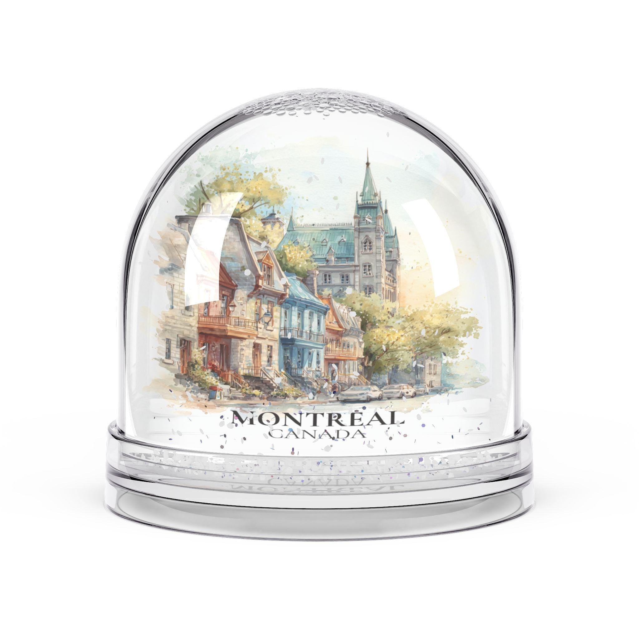 Montreal Quebec Snow Globe, Personalized Watercolor, Custom Travel Souvenir Keepsake City Dome