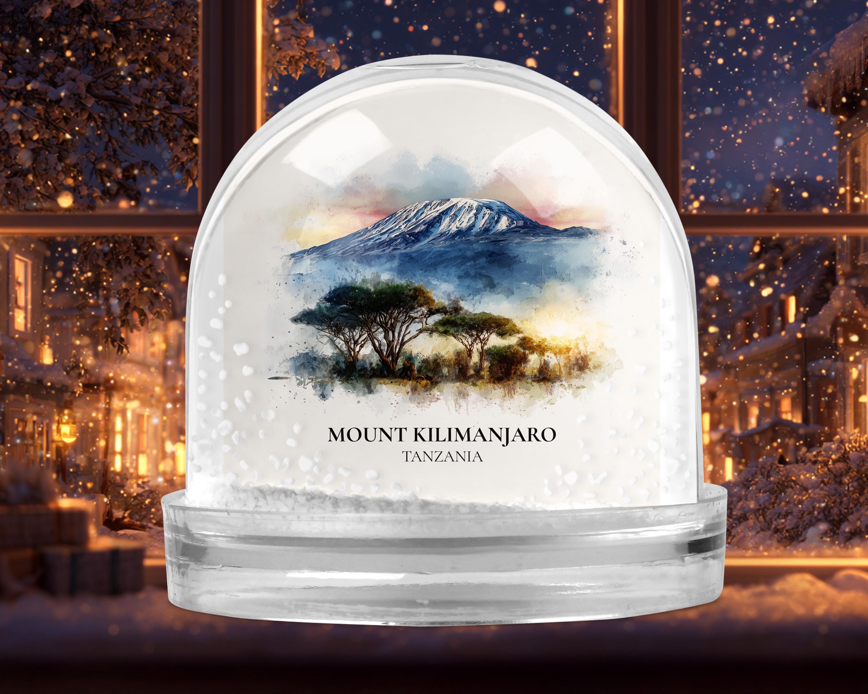 Mount Kilimanjaro Tanzania Snow Globe, Personalized Watercolor, Custom Travel Souvenir Keepsake City Dome