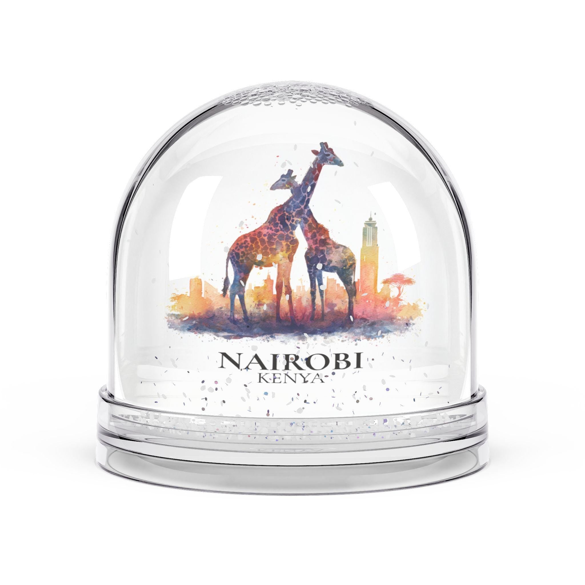 Nairobi Kenya Snow Globe, Personalized Watercolor, Custom Travel Souvenir Keepsake City Dome
