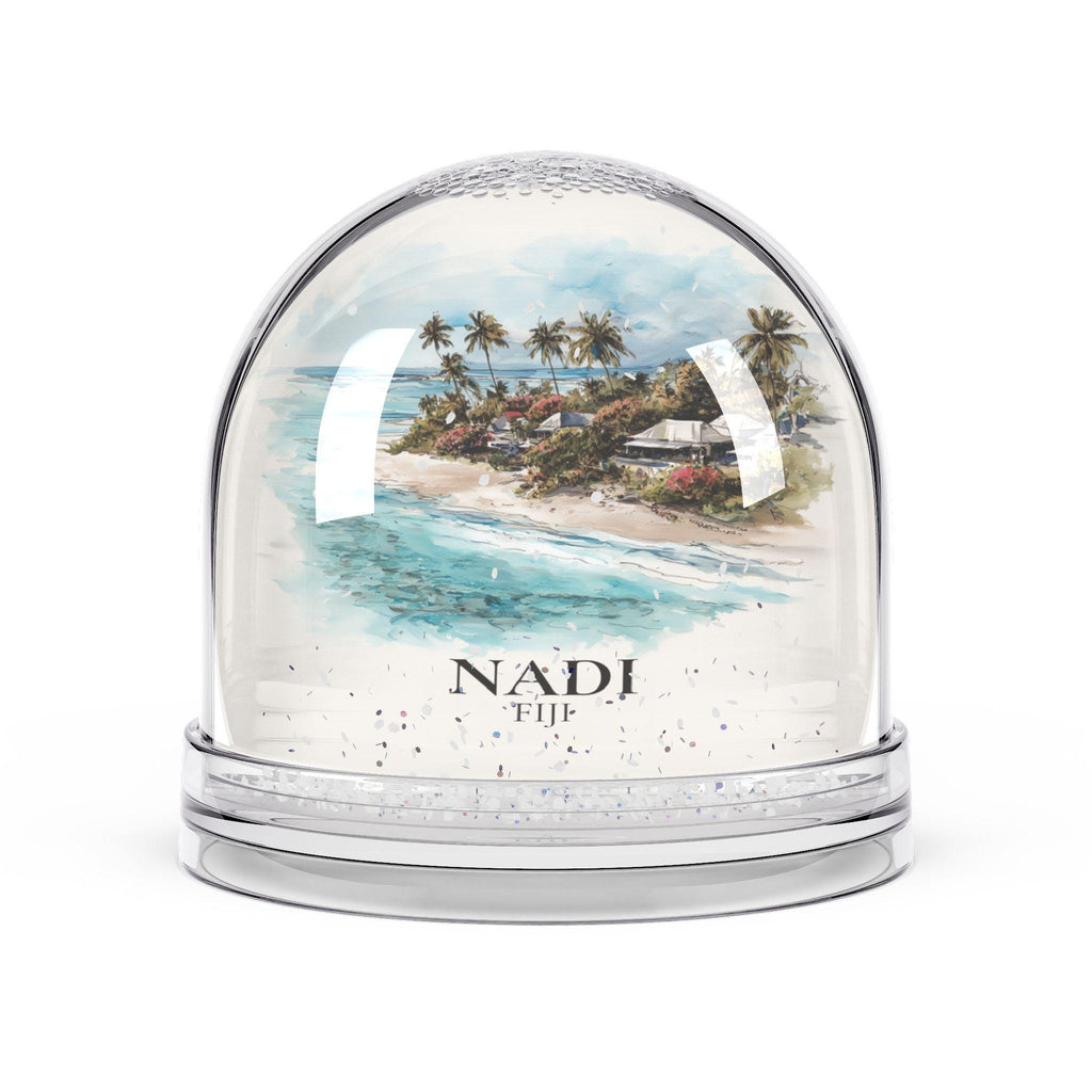 Nadi Fiji Snow Globe, Personalized Watercolor, Custom Travel Souvenir Keepsake City Dome