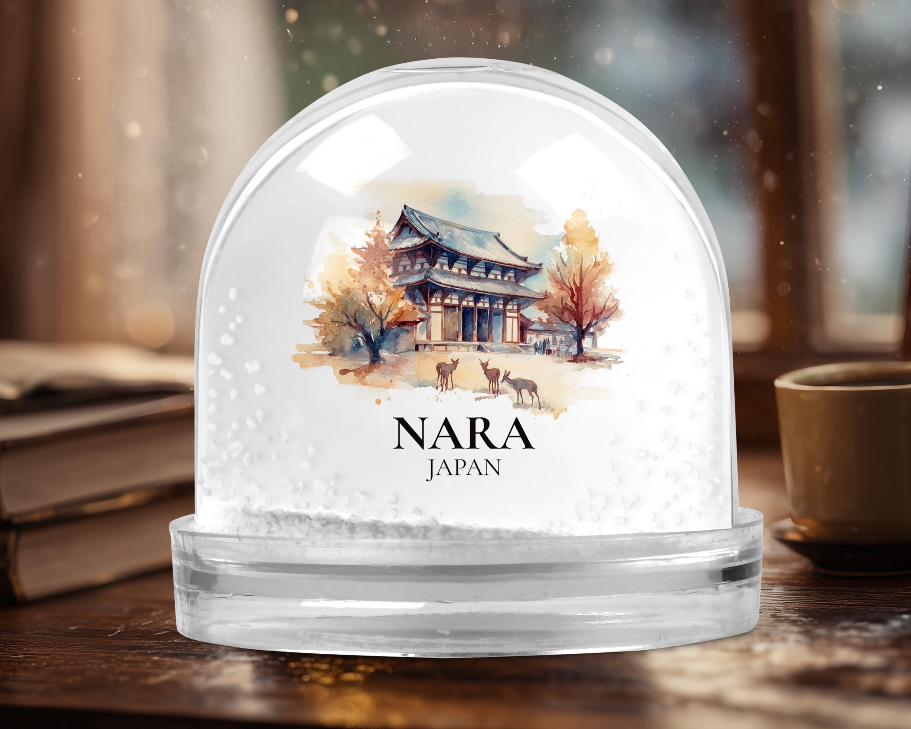 Nara Japan Snow Globe, Personalized Watercolor, Custom Travel Souvenir Keepsake City Dome