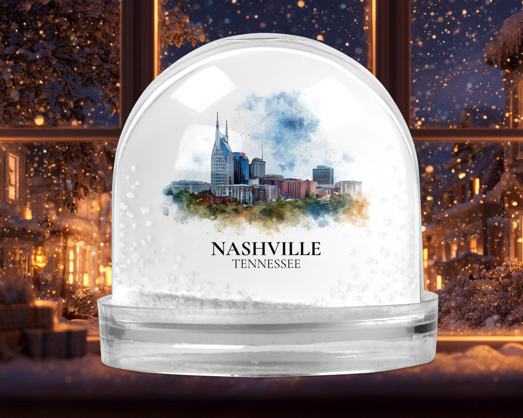 Nashville Tennessee Snow Globe, Personalized Watercolor, Custom Travel Souvenir Keepsake City Dome