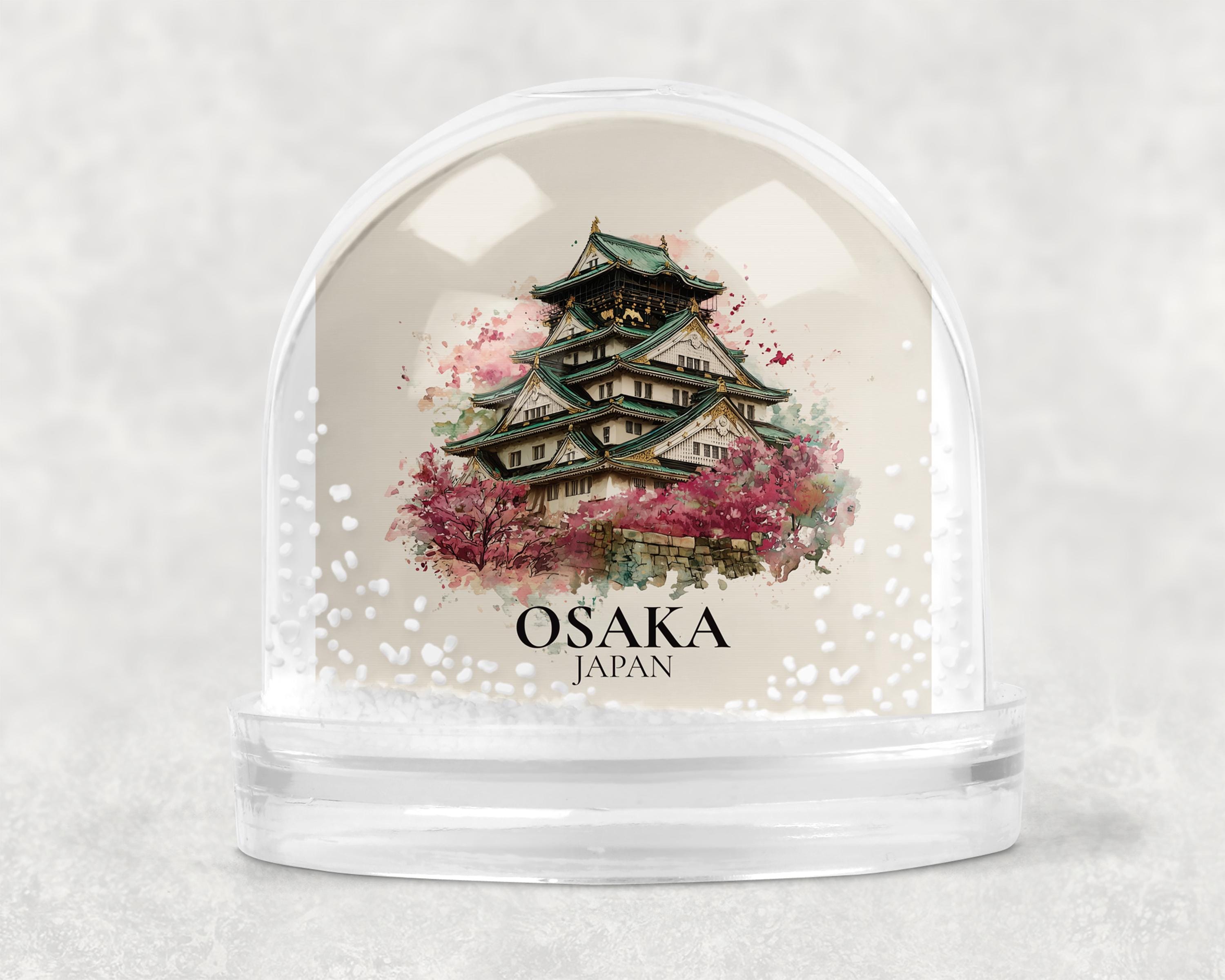 Osaka Japan Snow Globe, Personalized Watercolor, Custom Travel Souvenir Keepsake City Dome