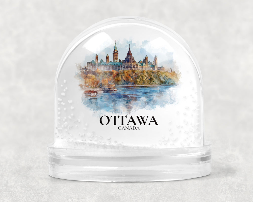 Ottawa Canada Snow Globe, Personalized Watercolor, Custom Travel Souvenir Keepsake City Dome