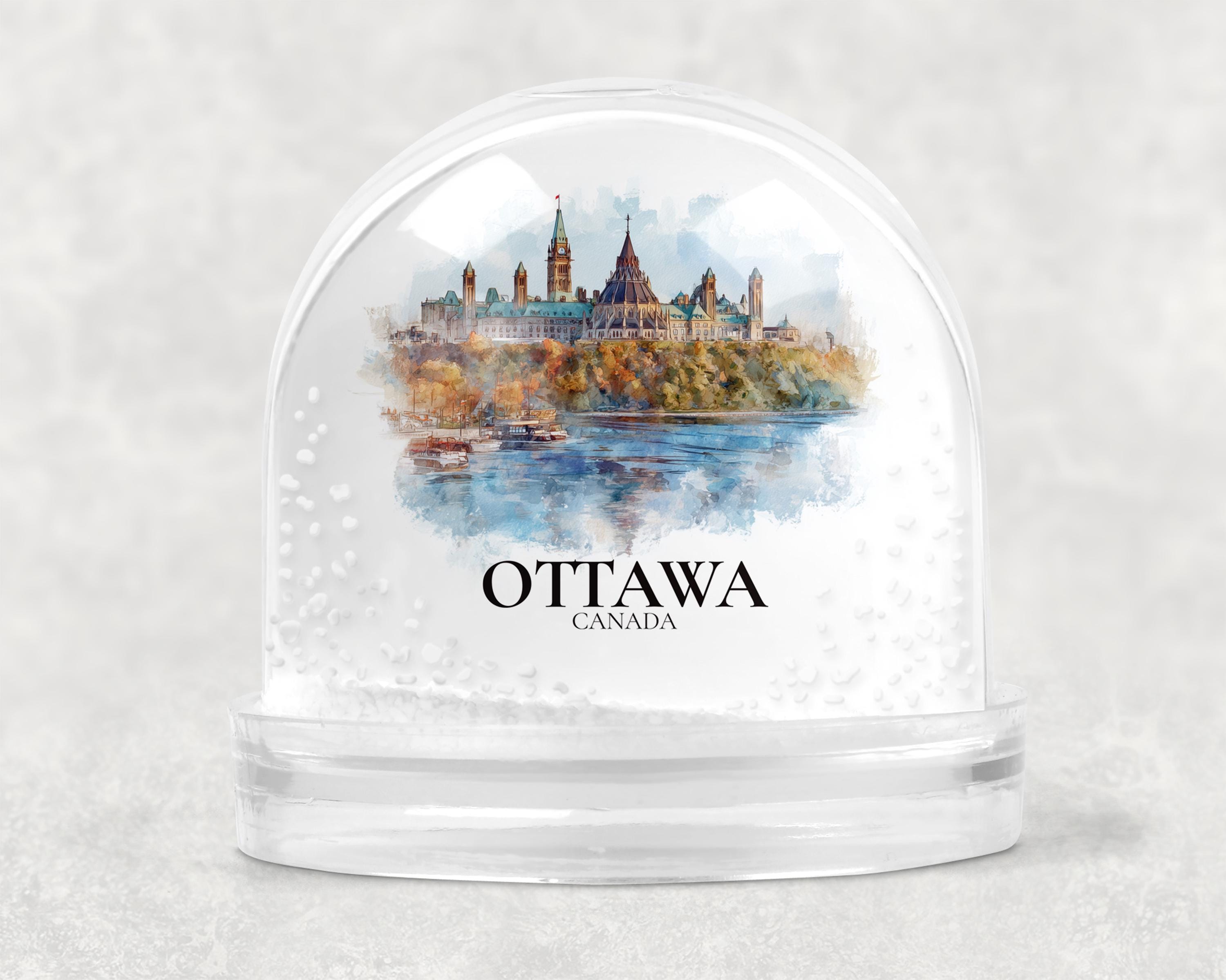 Ottawa Canada Snow Globe, Personalized Watercolor, Custom Travel Souvenir Keepsake City Dome