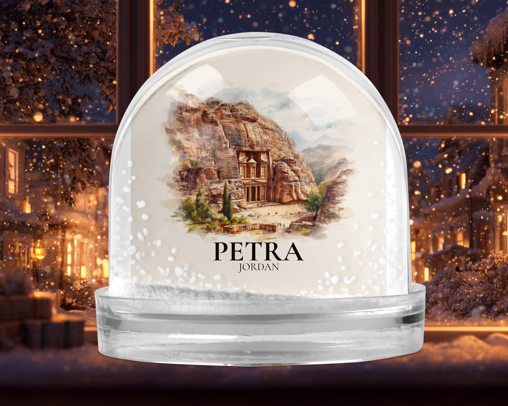 Petra Jordan Snow Globe, Personalized Watercolor, Custom Travel Souvenir Keepsake City Dome