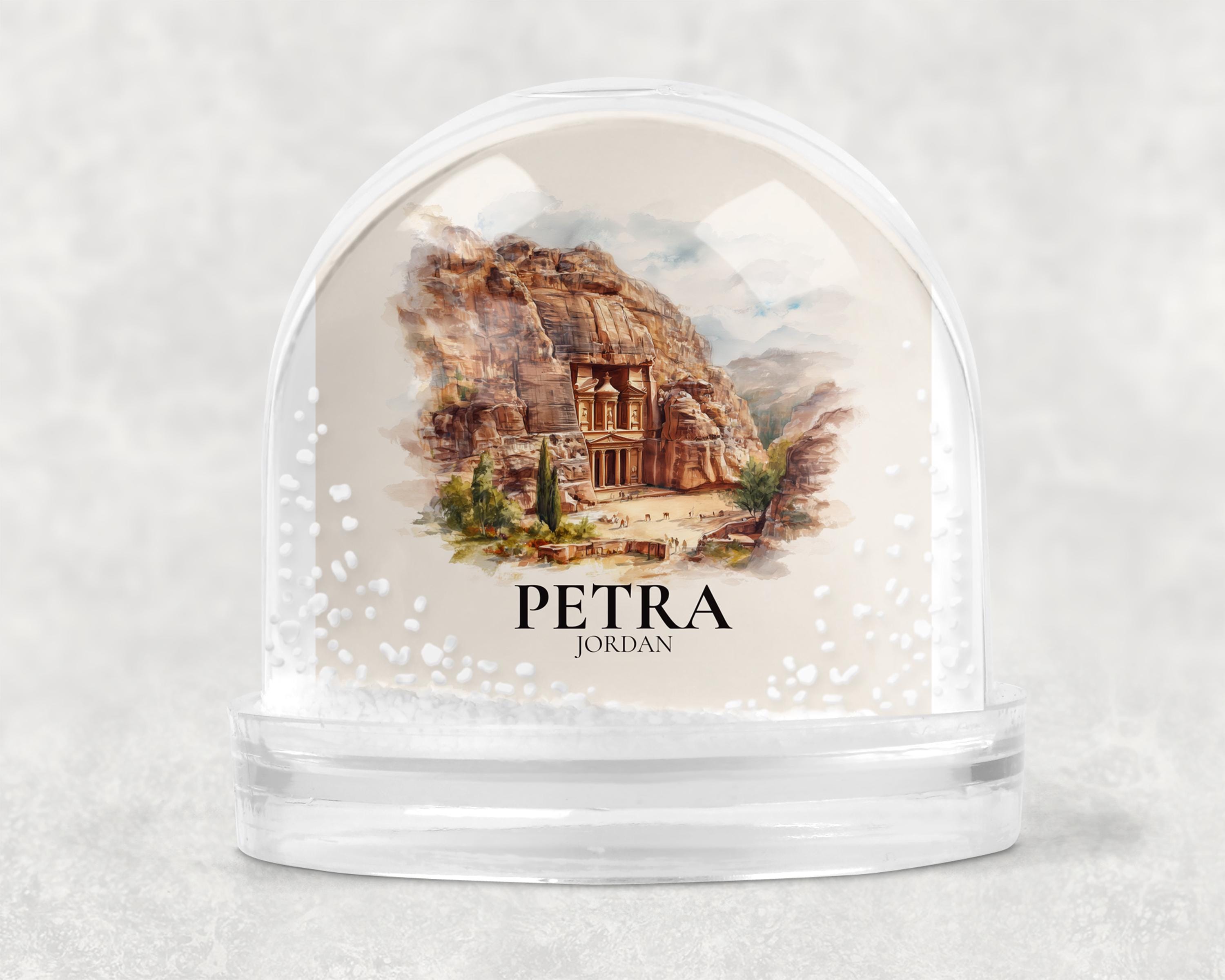 Petra Jordan Snow Globe, Personalized Watercolor, Custom Travel Souvenir Keepsake City Dome