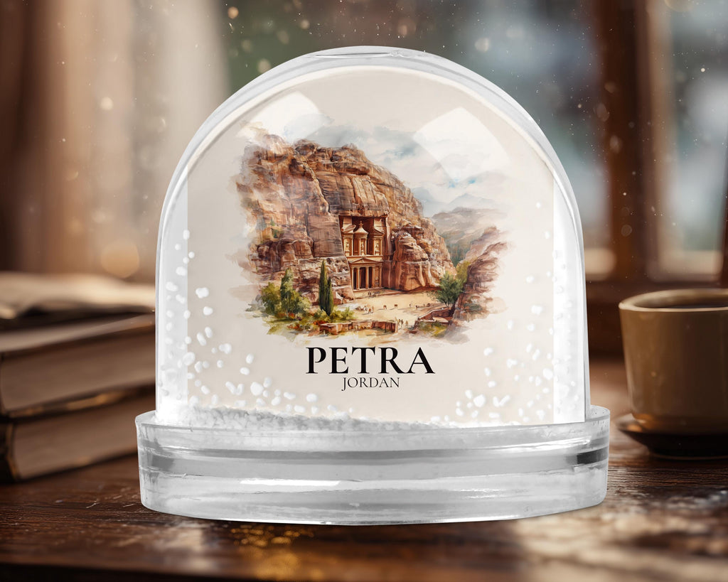 Petra Jordan Snow Globe, Personalized Watercolor, Custom Travel Souvenir Keepsake City Dome