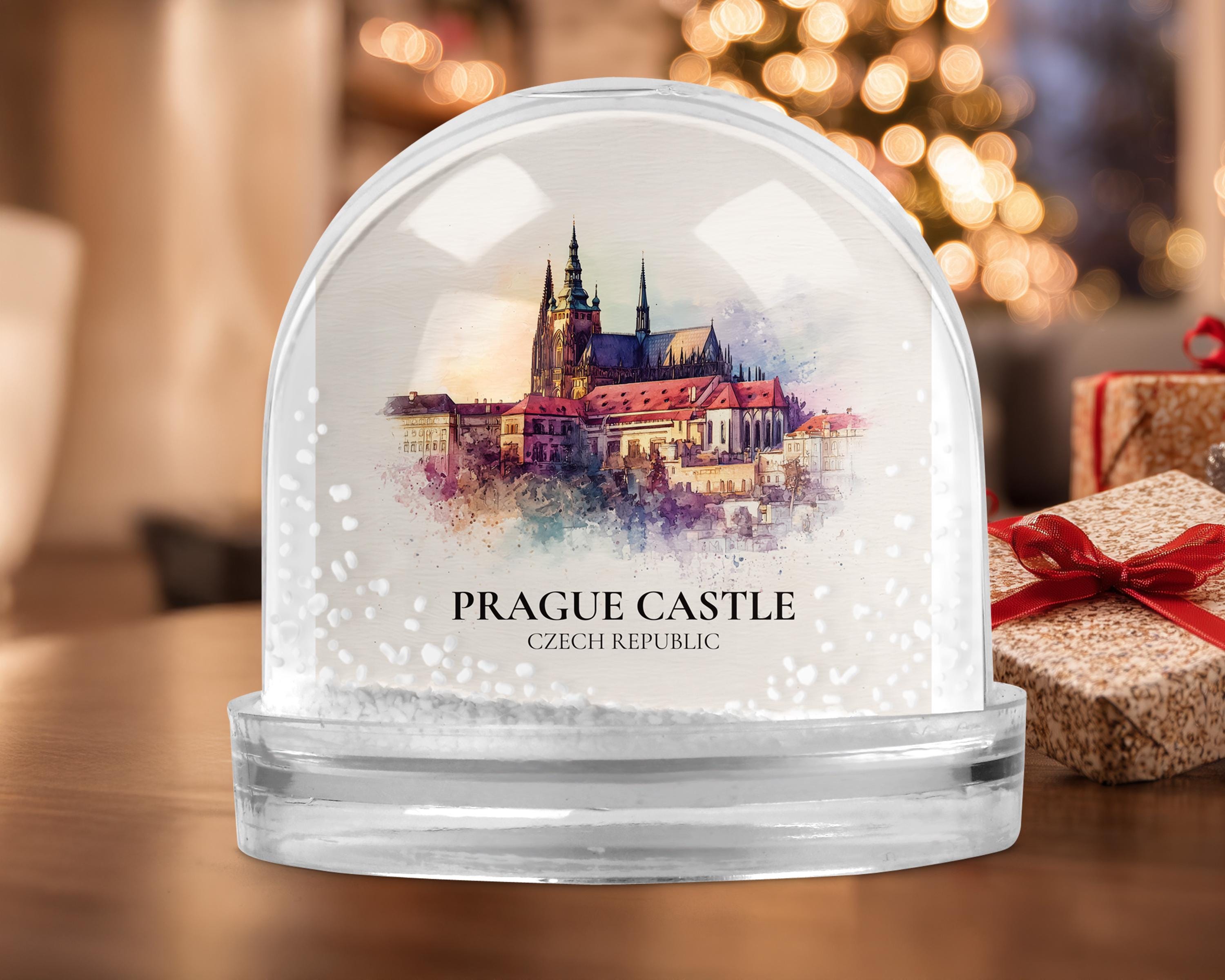 Prague Castle Czech Republic Snow Globe, Personalized Watercolor, Custom Travel Souvenir Keepsake City Dome
