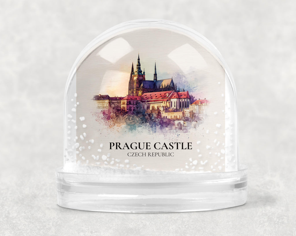 Prague Castle Czech Republic Snow Globe, Personalized Watercolor, Custom Travel Souvenir Keepsake City Dome