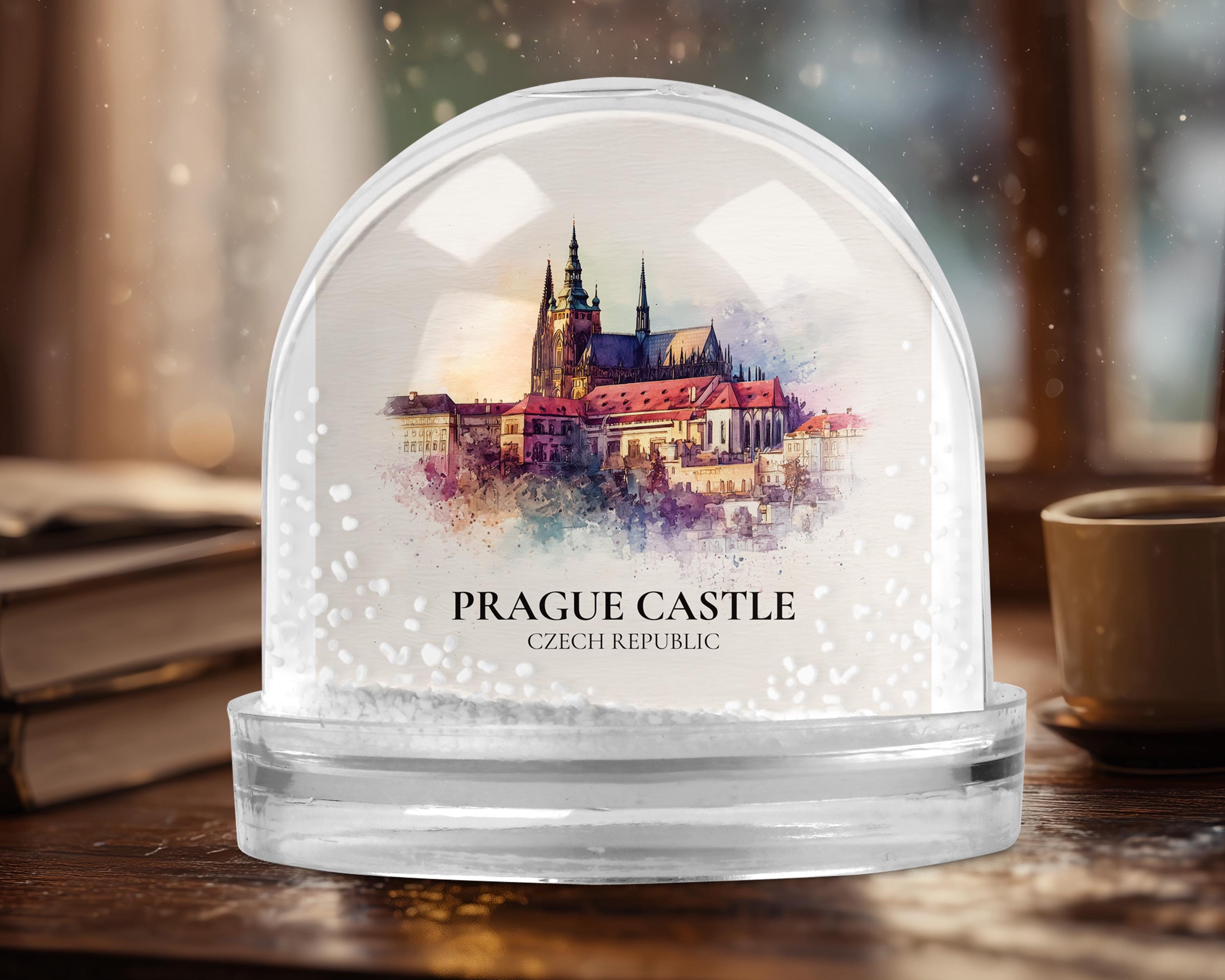 Prague Castle Czech Republic Snow Globe, Personalized Watercolor, Custom Travel Souvenir Keepsake City Dome