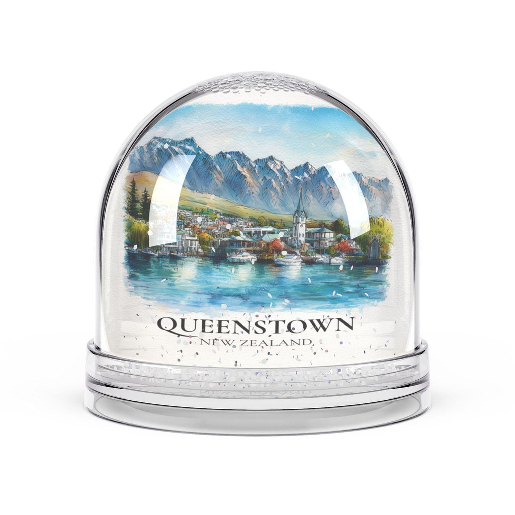 Queenstown New Zealand Snow Globe, Personalized Watercolor, Custom Travel Souvenir Keepsake City Dome