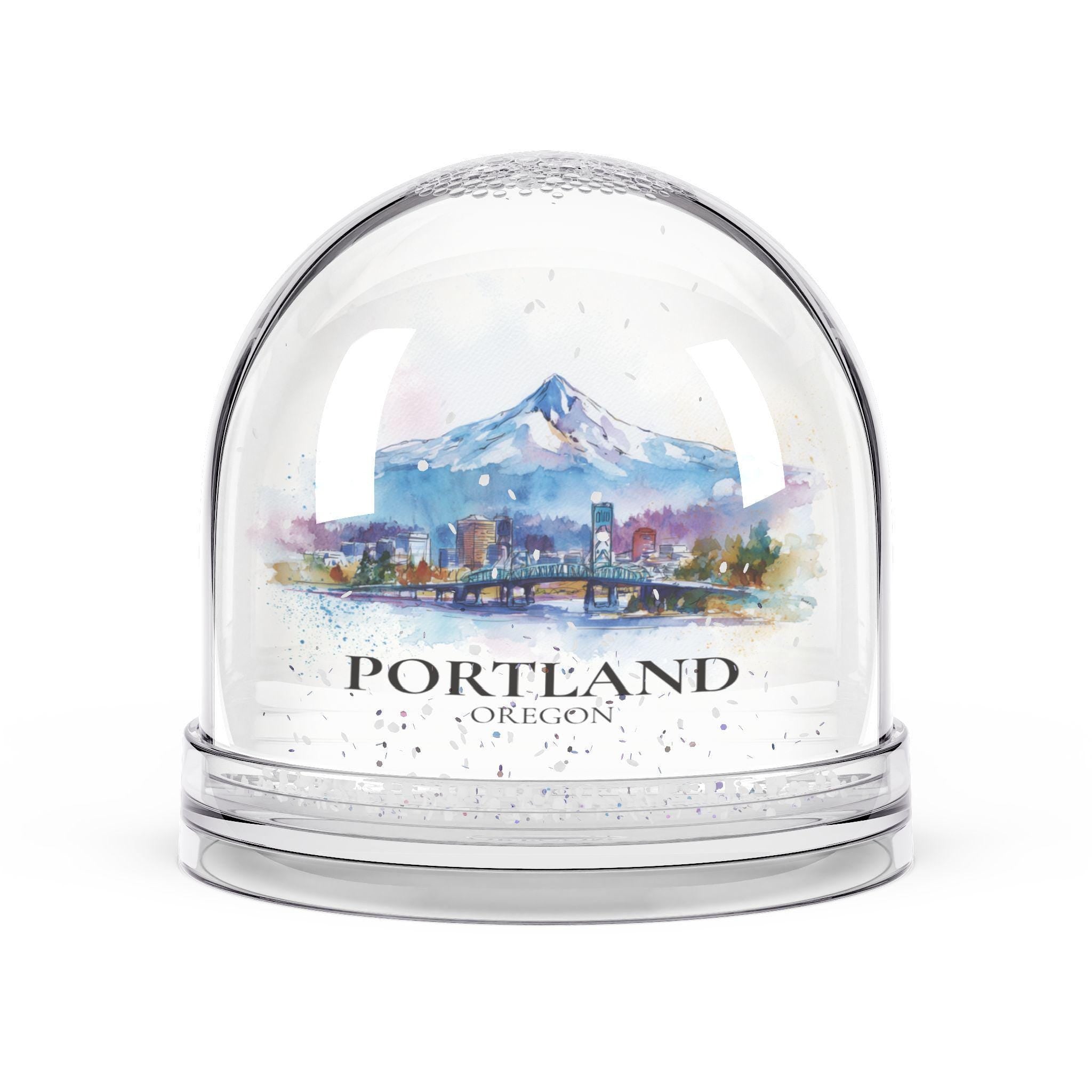 Portland Oregon Snow Globe, Personalized Watercolor, Custom Travel Souvenir Keepsake City Dome